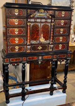 Incredible 19th Century Continental Tortoiseshell and Silver Collectors Cabinet