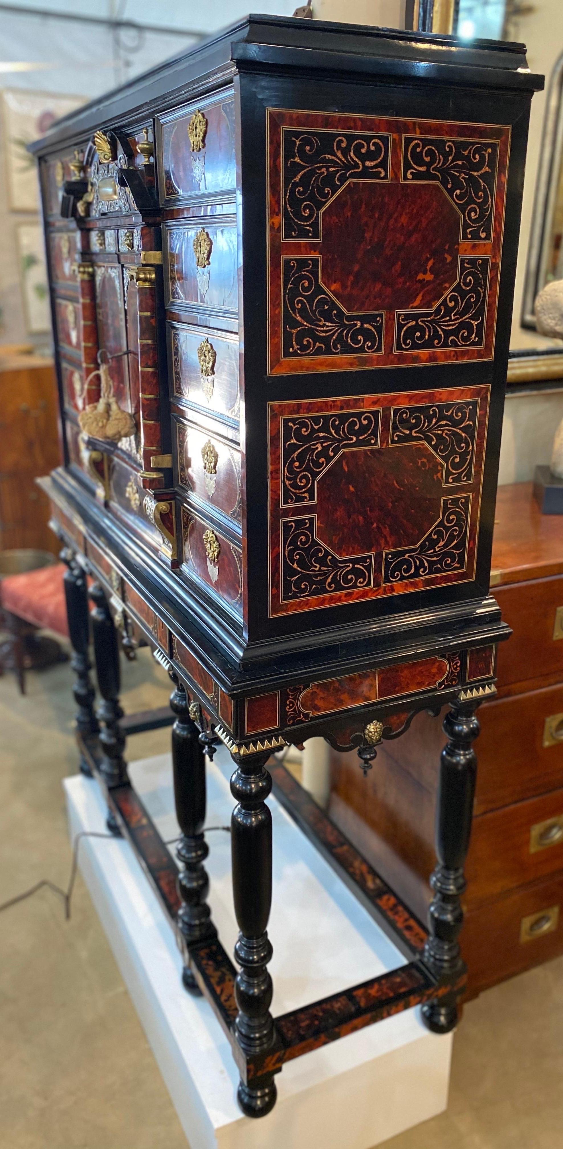 European Incredible 19th Century Continental Tortoiseshell and Silver Collectors Cabinet For Sale