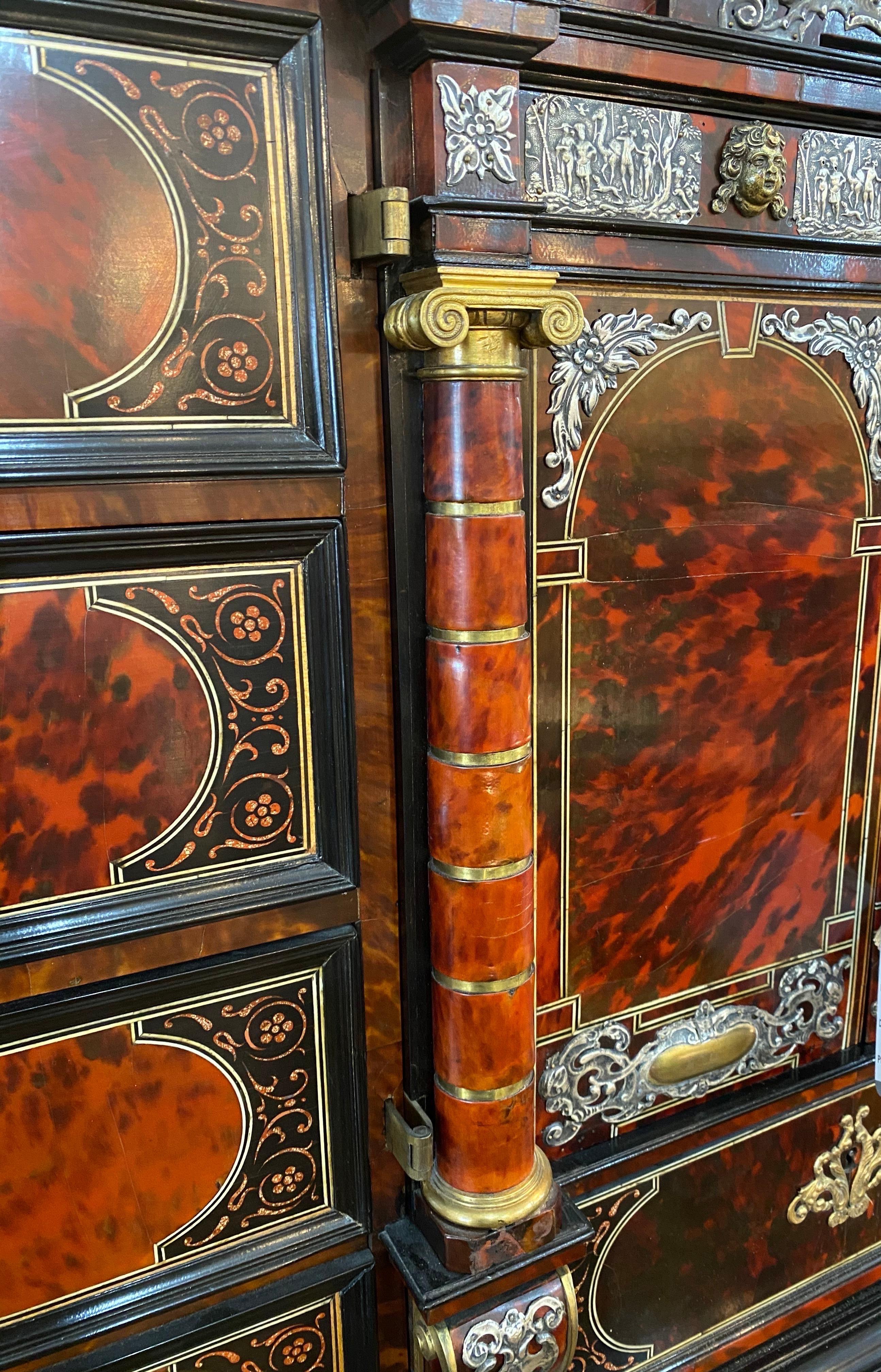Wood Incredible 19th Century Continental Tortoiseshell and Silver Collectors Cabinet For Sale