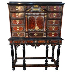 Incredible 19th Century Continental Tortoiseshell and Silver Collectors Cabinet