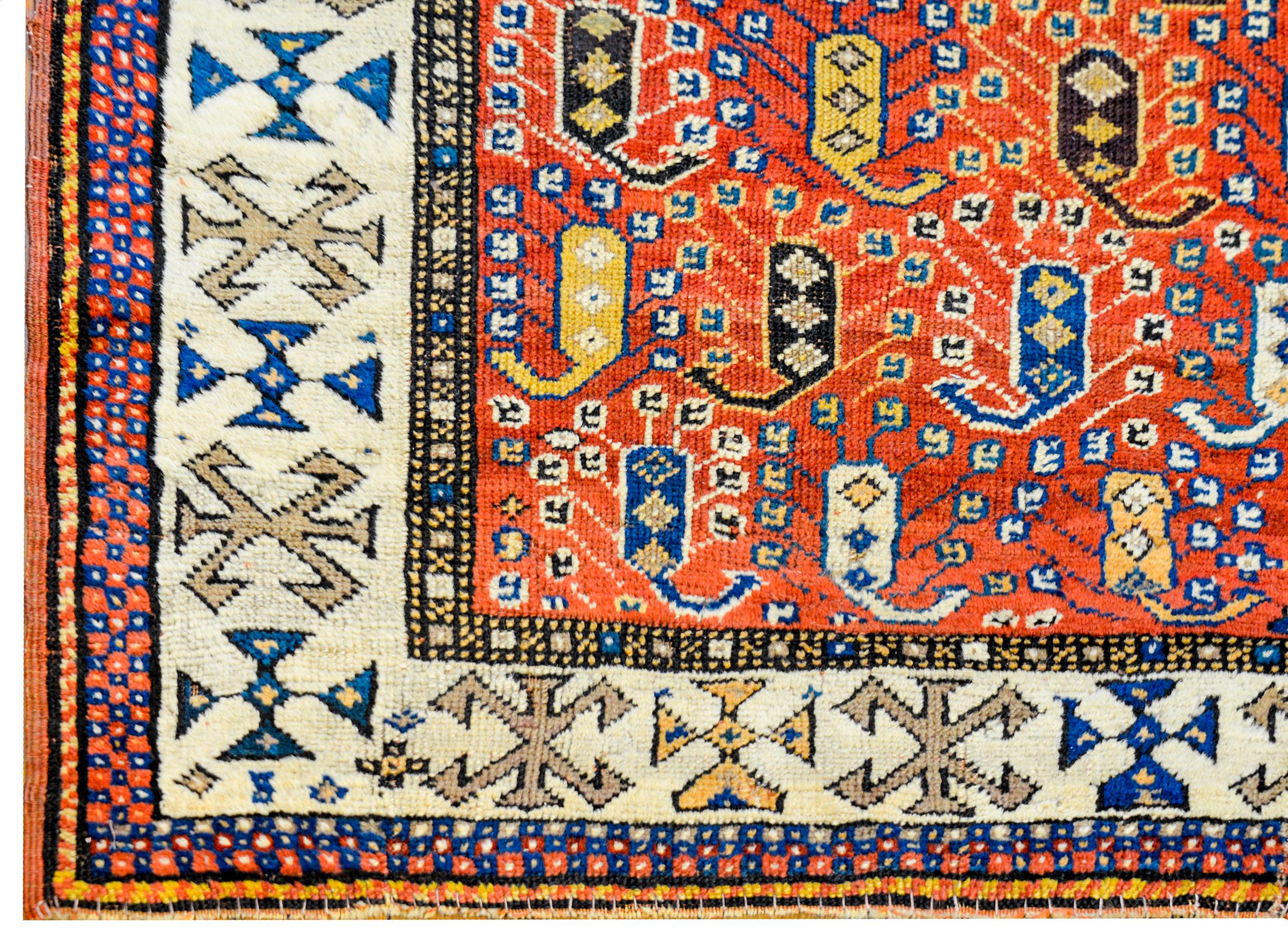 Vegetable Dyed Incredible 19th Century Ganjeh Rug