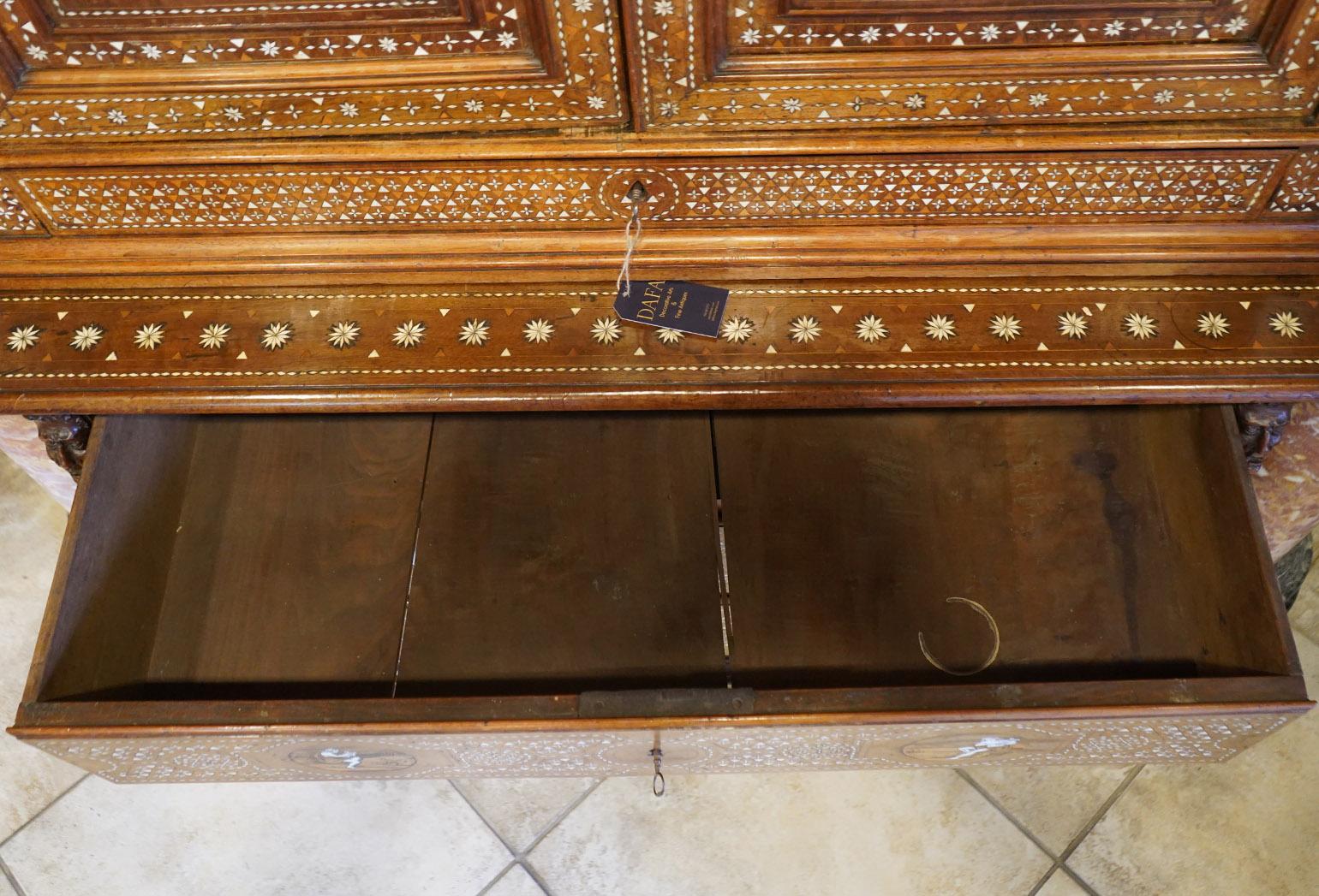 Incredible 19th Ct Italian Inlaid Cabinet with Figural Design 2 Door/ 4 Drawers For Sale 8