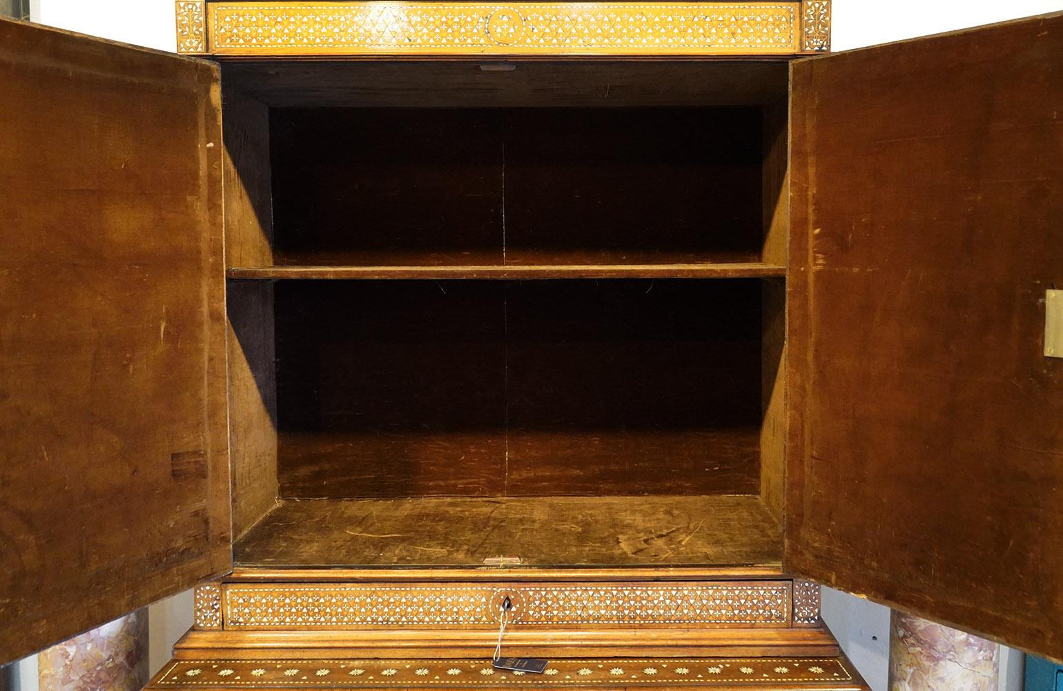 Incredible 19th Ct Italian Inlaid Cabinet with Figural Design 2 Door/ 4 Drawers For Sale 3