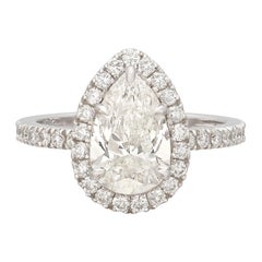 Incredible 2.01 Carat Pear Shaped 18k Diamond Ring