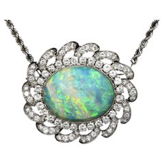 Incredible 33 Carat Opal Necklace 8 Carats Diamonds Modernist Space Age Design