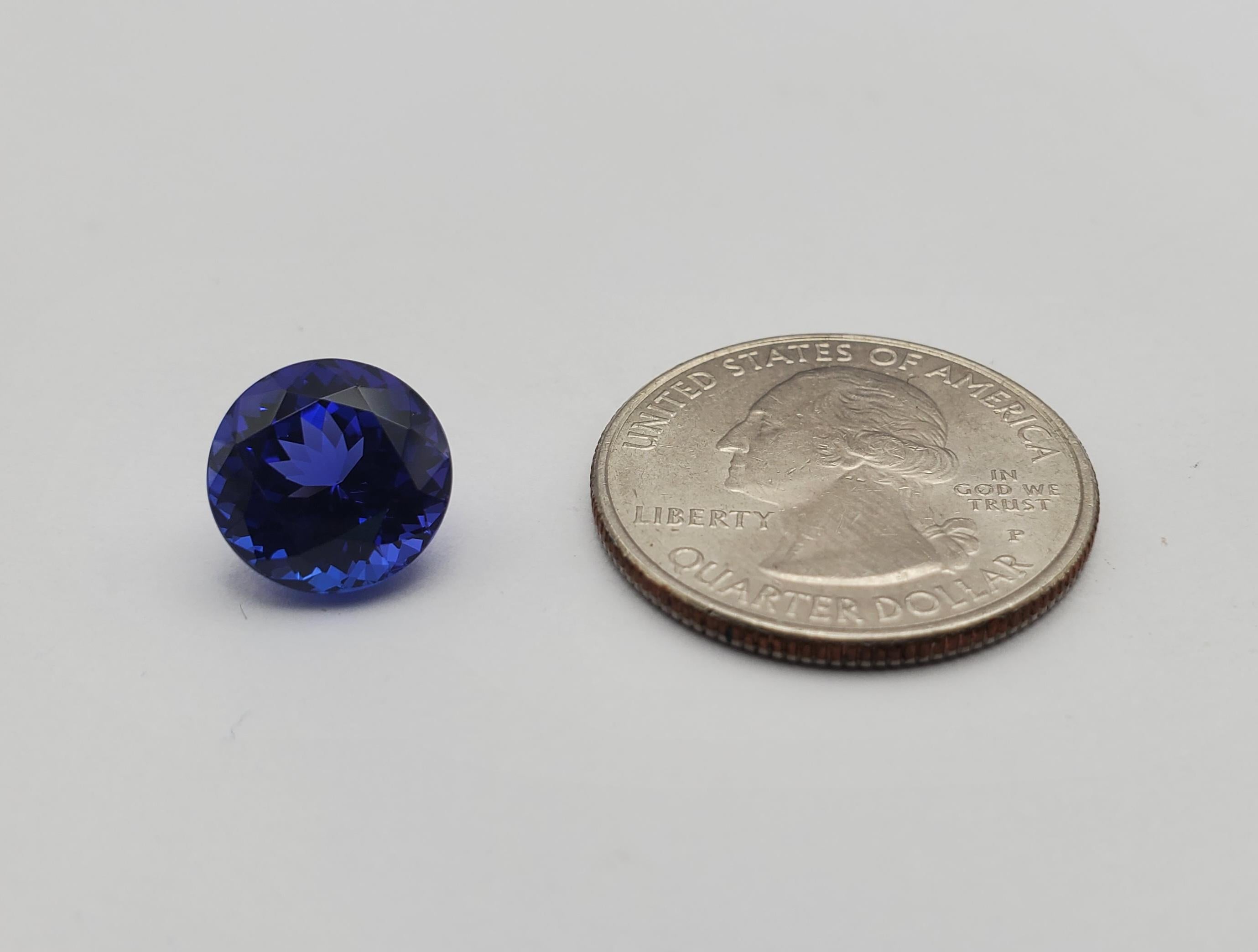 Incroyable tanzanite ronde 5,17 carats certifiée GIA 4