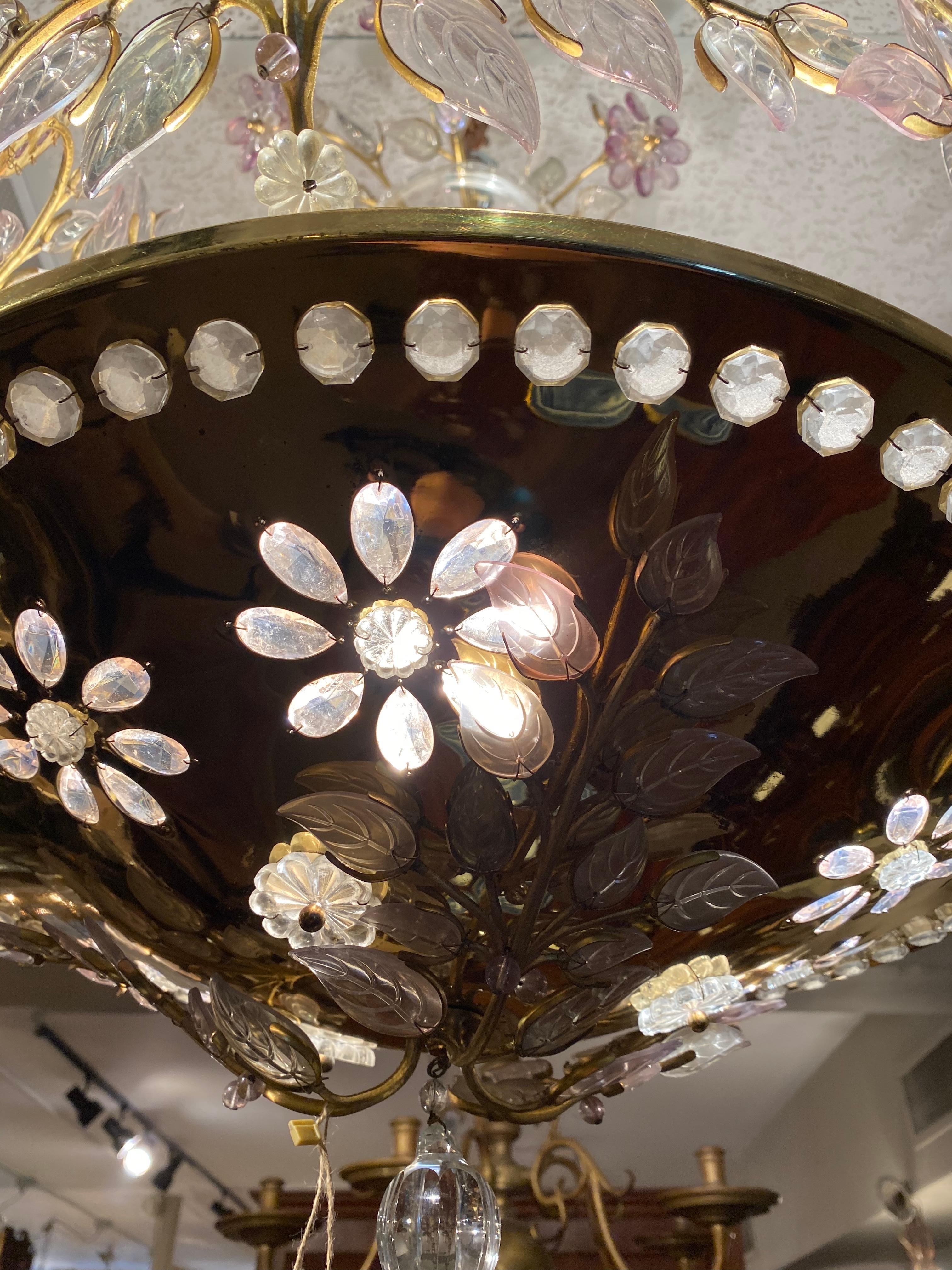 Incredible 6-Light Midcentury French Chandelier by Maison Baguès, Paris For Sale 11