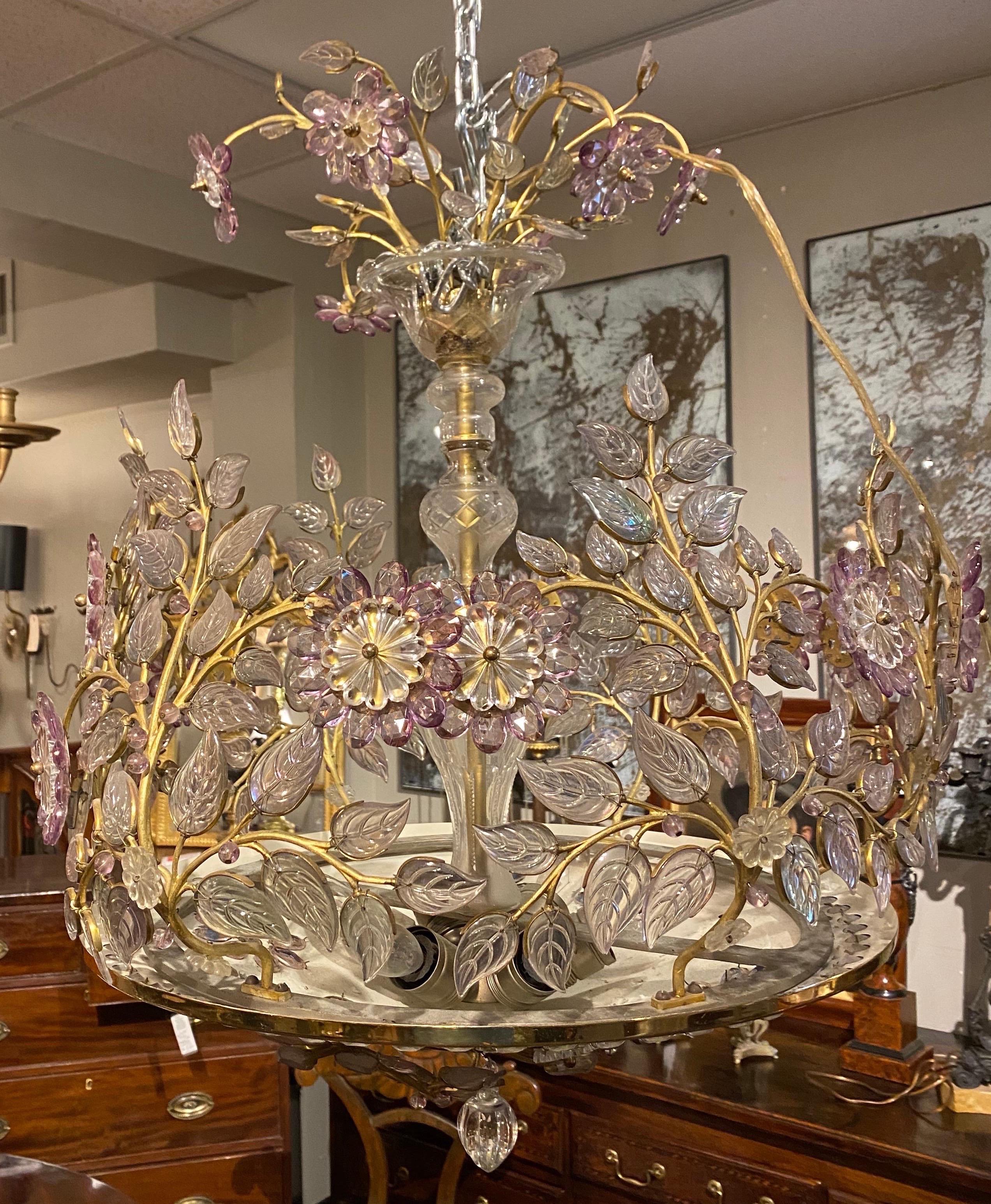 20th Century Incredible 6-Light Midcentury French Chandelier by Maison Baguès, Paris For Sale