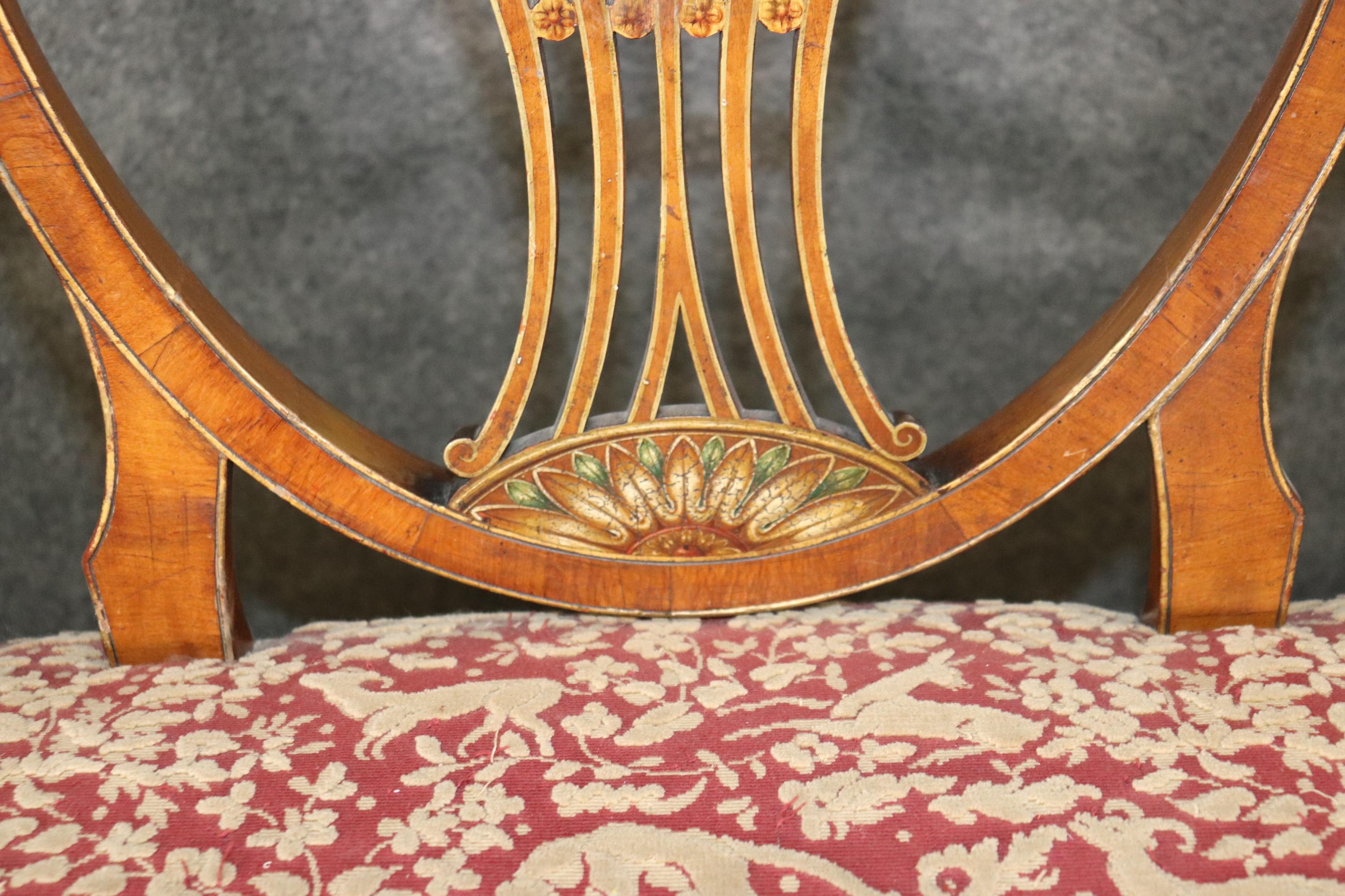 Incredible Adams Painted Decorated Triple Oval Back Settee Circa 1910 For Sale 6