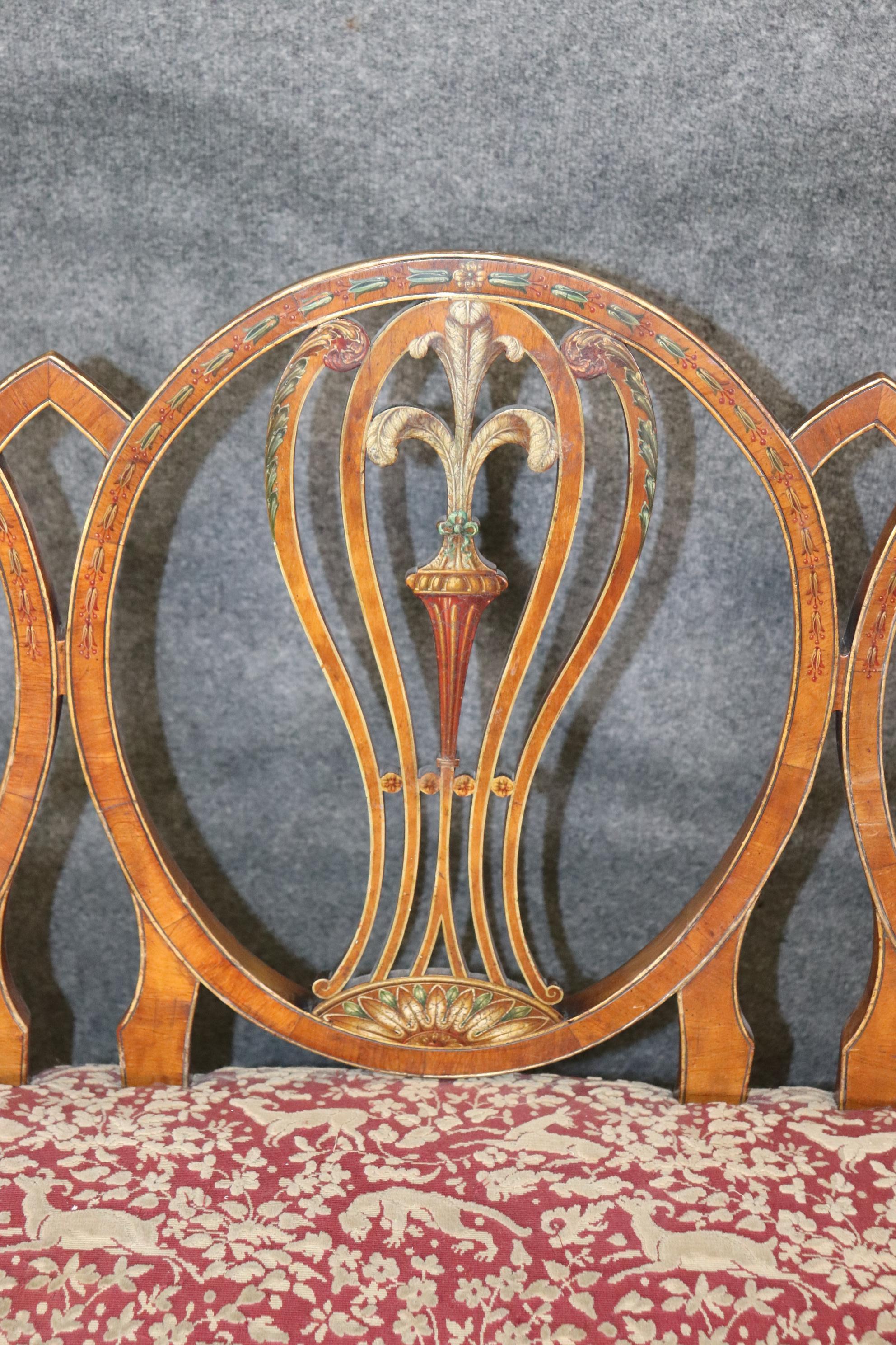 Adam Style Incredible Adams Painted Decorated Triple Oval Back Settee Circa 1910 For Sale