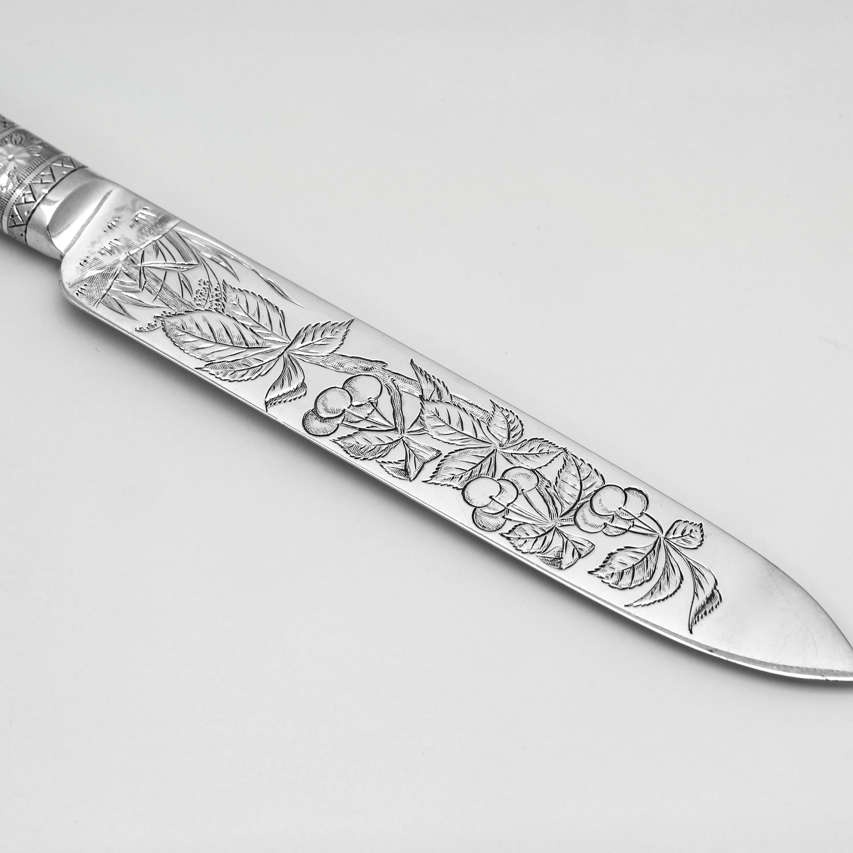 Incredible aesthetic design silver and mother of pearl dessert set from 1891 1