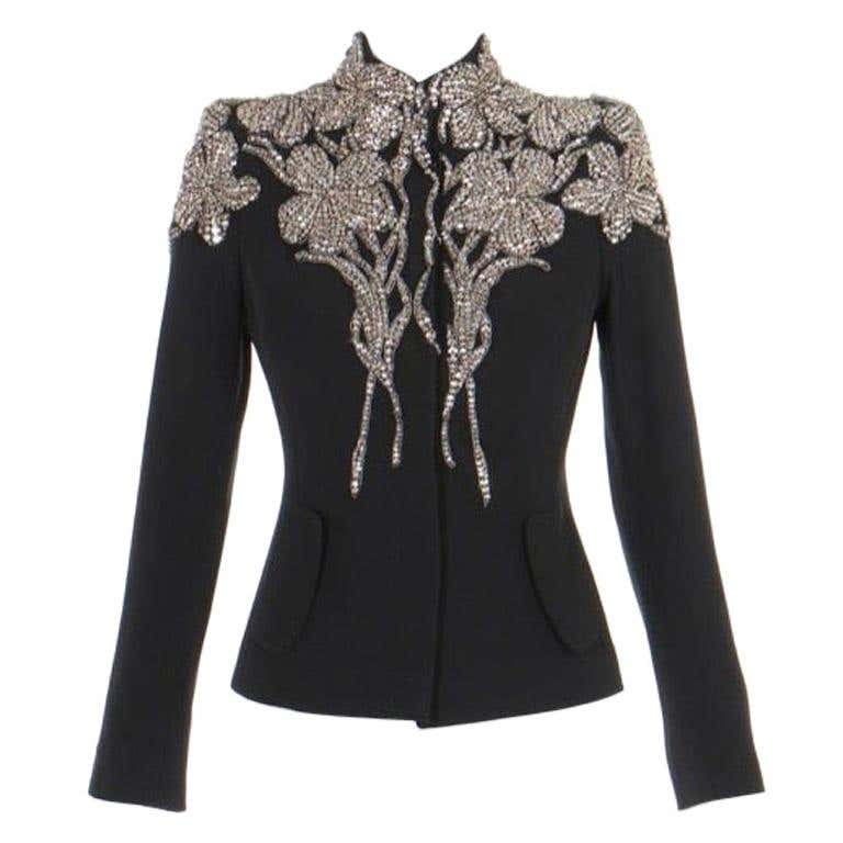Incredible Alexander McQueen Crystal Embellished Jacket For Sale at ...
