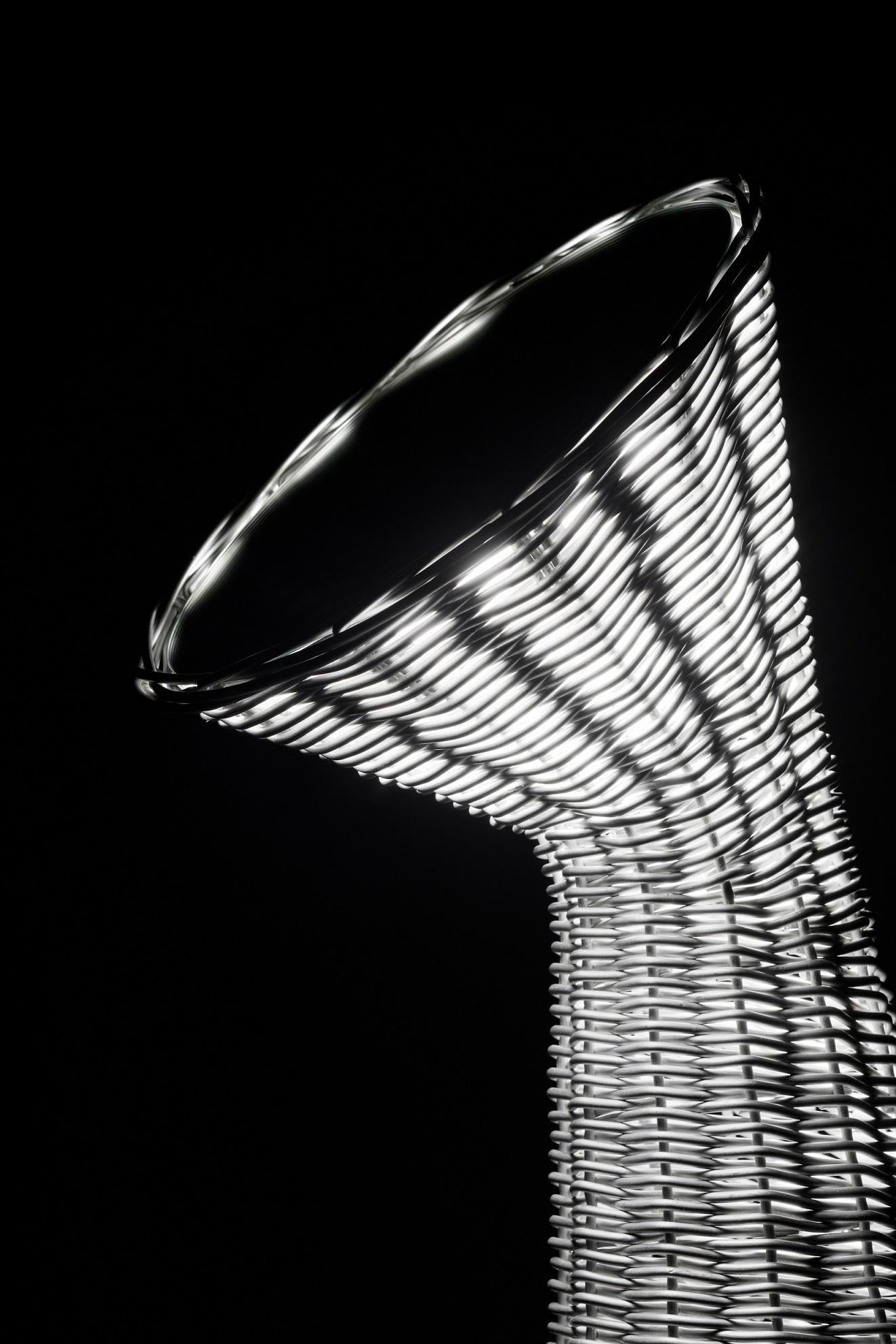 Hand-Woven Incredible aluminium hand-woven MIRROR FLOOR LAMP HAY   For Sale