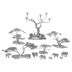 Incredible and large sterling silver elephant safari scene by Patrick Mavros