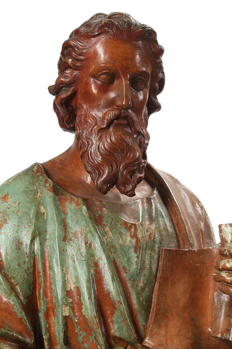 Unglaubliche und seltene französische Terrakottastatuen der vier Evangelisten im Angebot 4