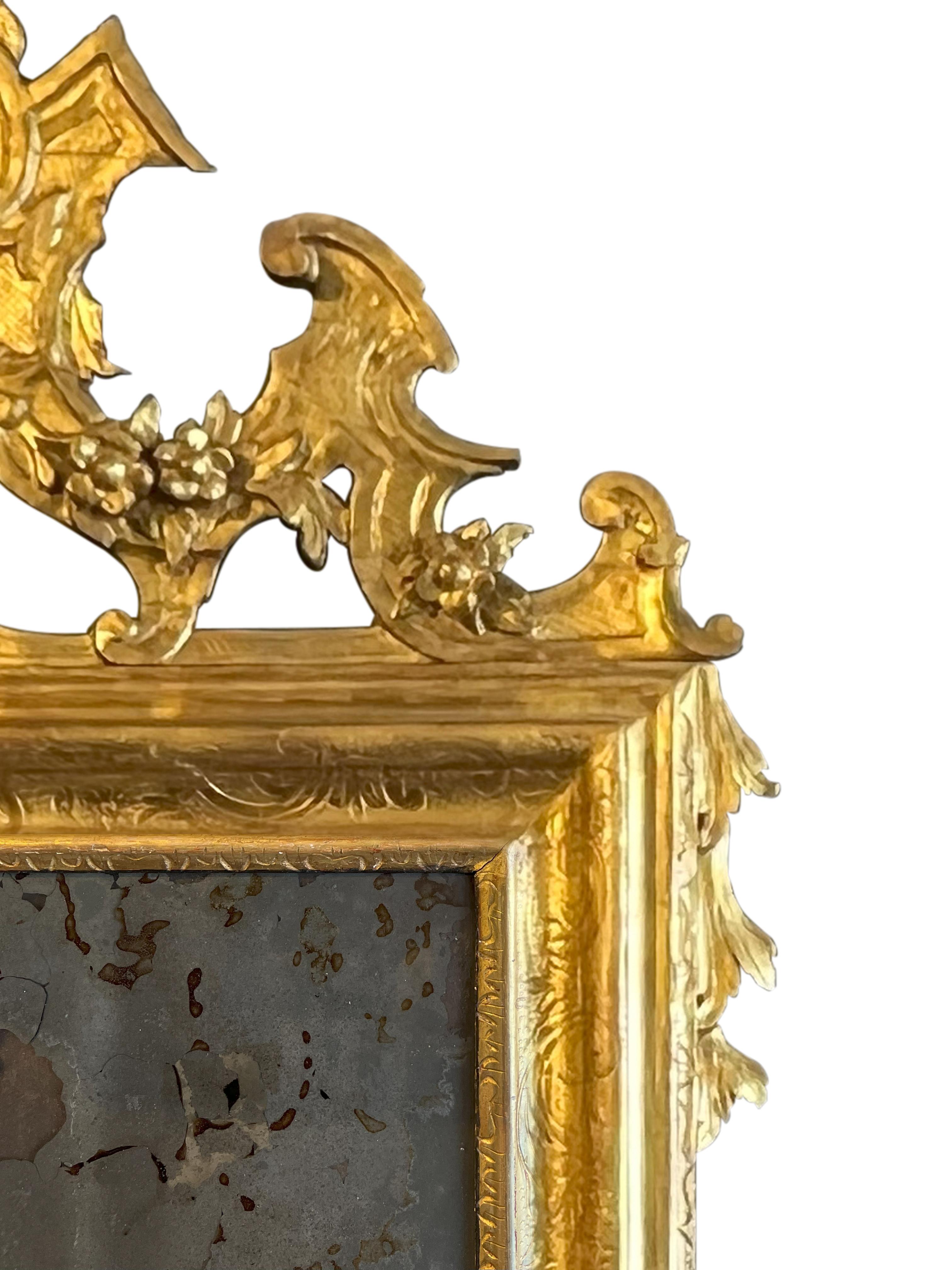 Incredible Antique Italian Pair of Luigi XIV 17th Century Gilded Mirrors   For Sale 4
