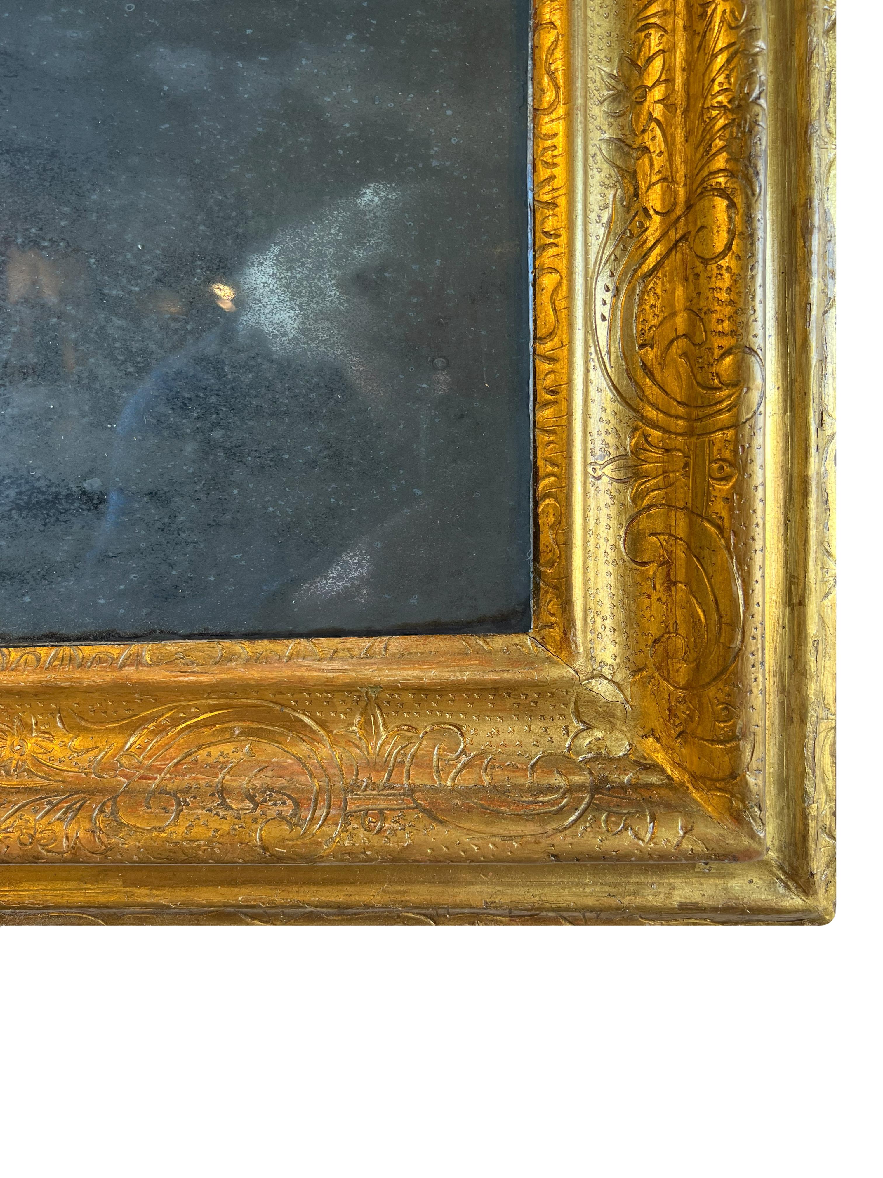 Incredible Antique Italian Pair of Luigi XIV 17th Century Gilded Mirrors   For Sale 5