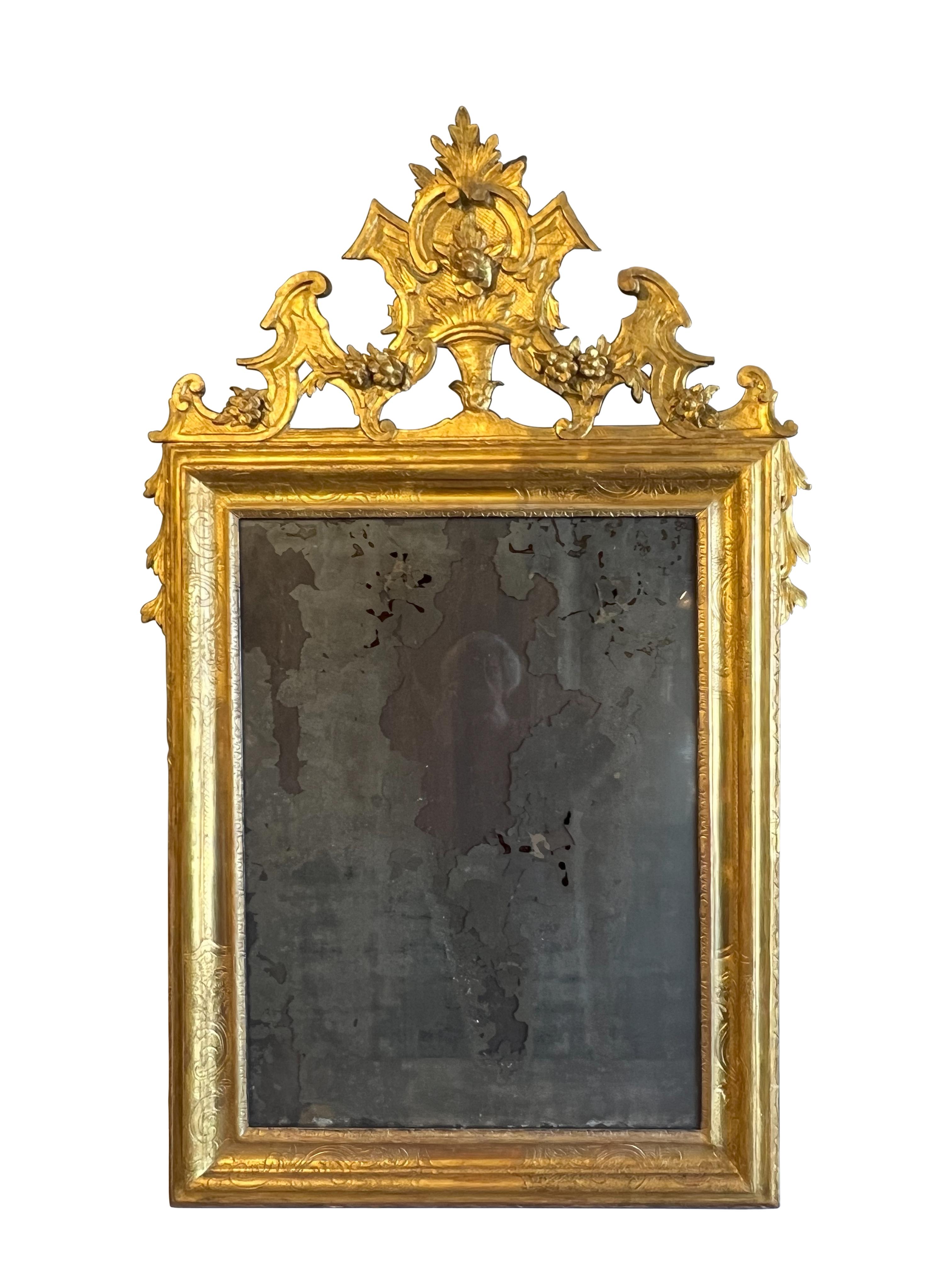 Fruitwood Incredible Antique Italian Pair of Luigi XIV 17th Century Gilded Mirrors   For Sale
