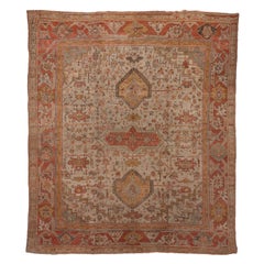 Incroyable tapis turc ancien d'Oushak, couleurs étonnantes, sur toute la surface, années 1900