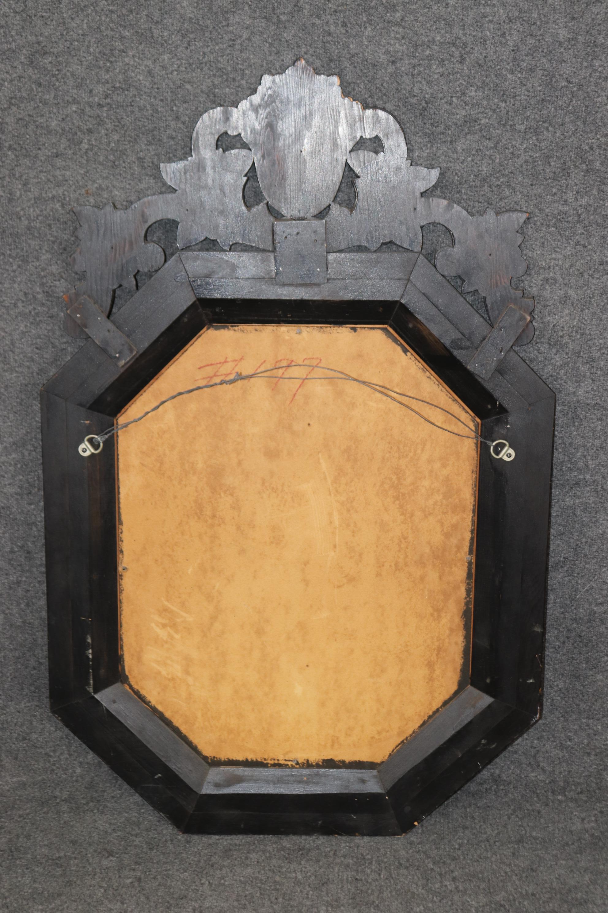 Incredible Antique Patinated Italian Venetian Etched Glass Multifaceted Mirror  For Sale 7
