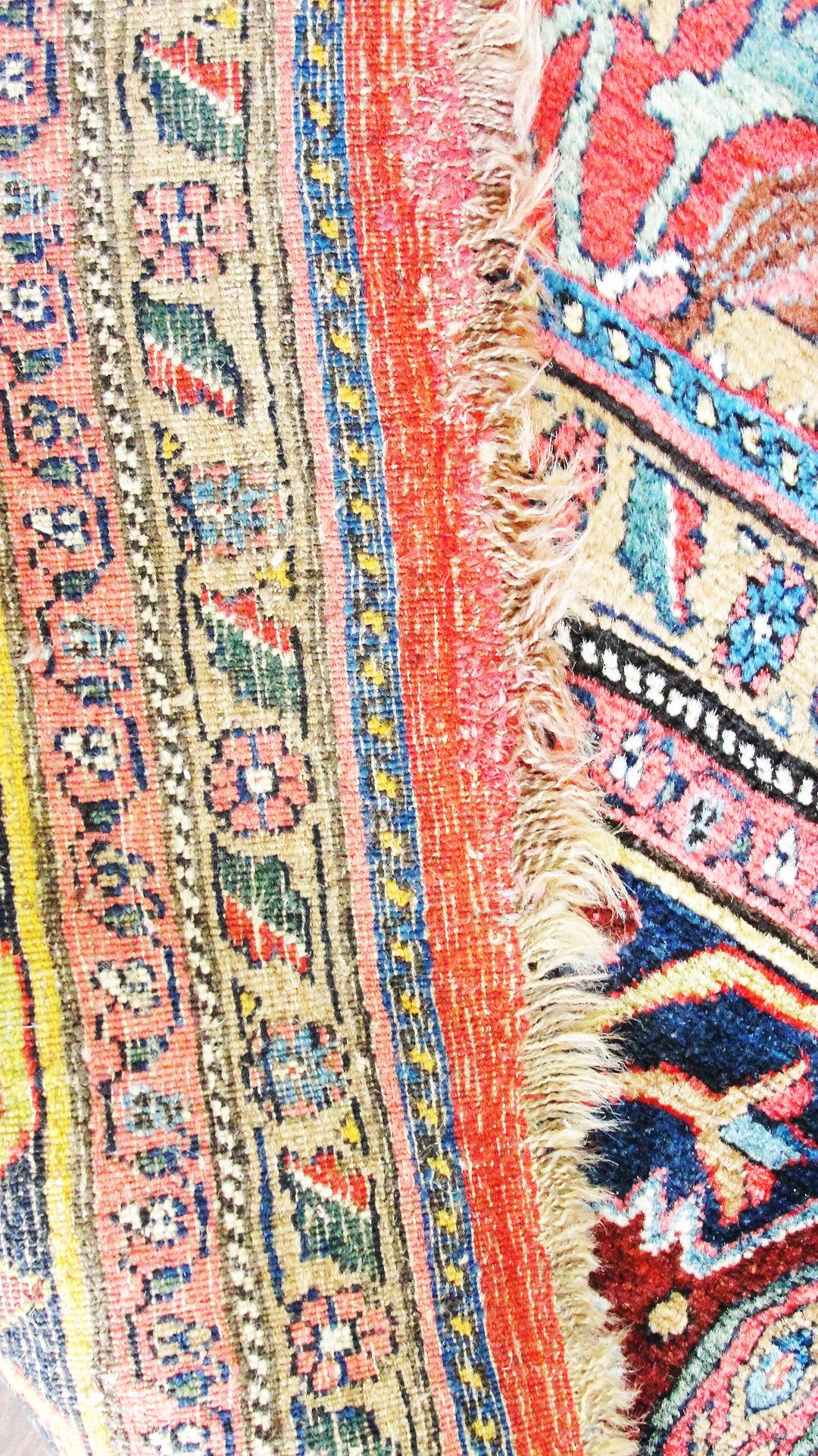 Tribal Antique Persian Bijar Halwai Carpet For Sale