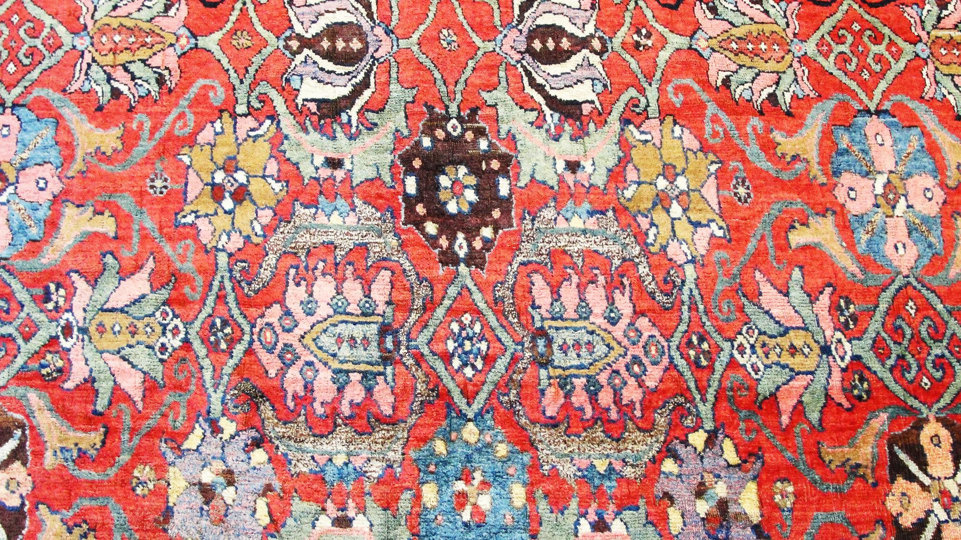 Wool Antique Persian Bijar Halwai Carpet For Sale