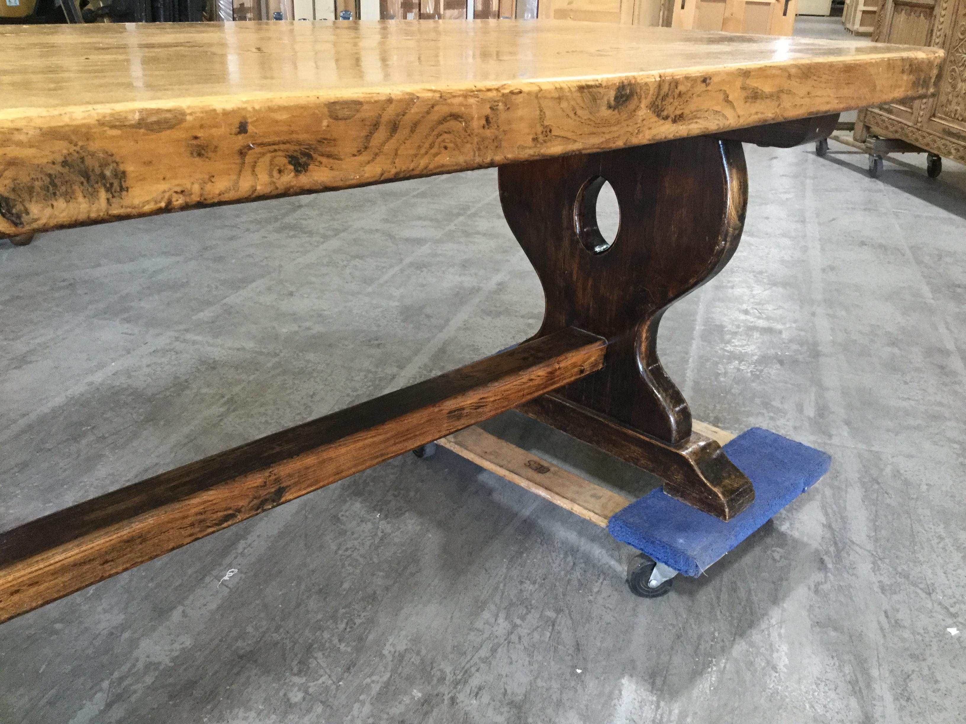 Incredible Antique Rustic French Trestle Farm Table In Good Condition In Hopewell, NJ