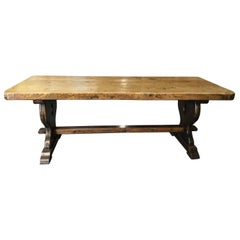 Incredible Antique Rustic French Trestle Farm Table