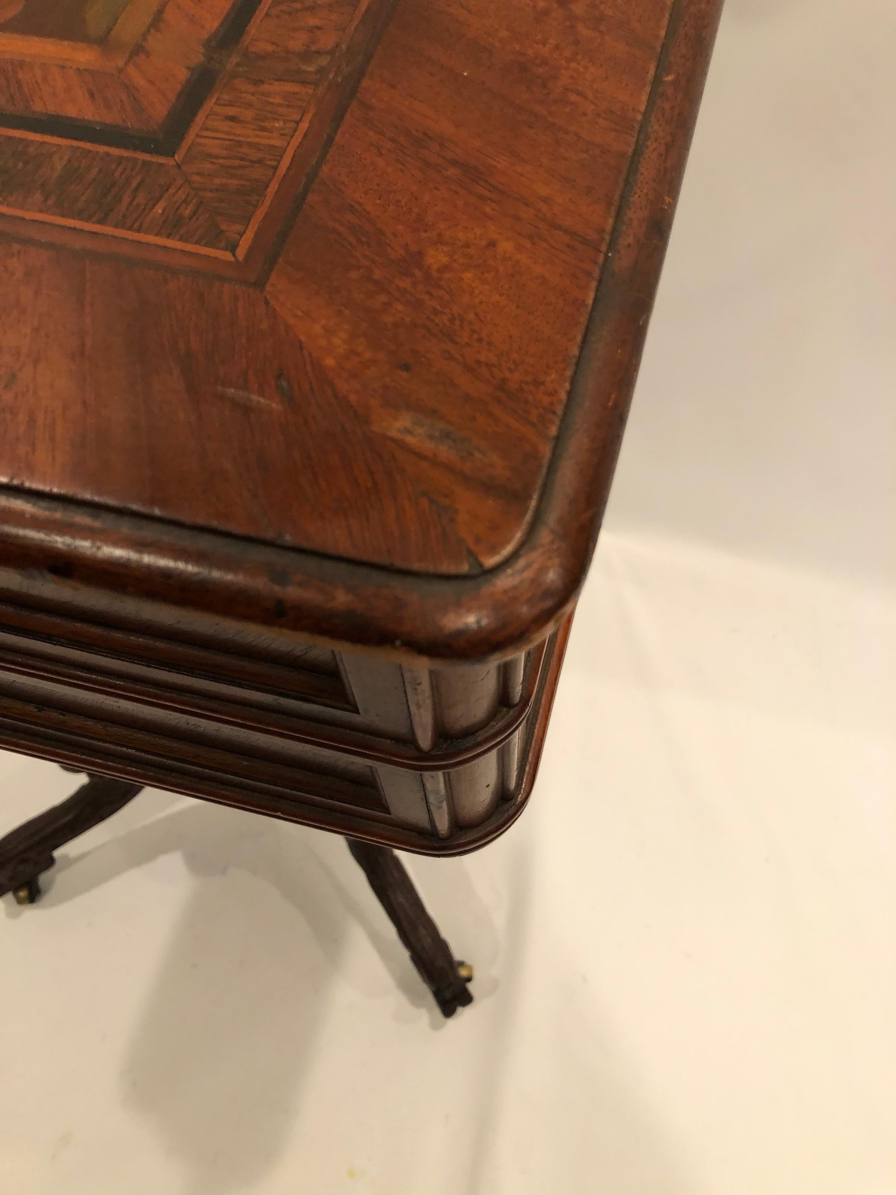 Inlay Incredible Antique Victorian Sewing Stand End Table For Sale
