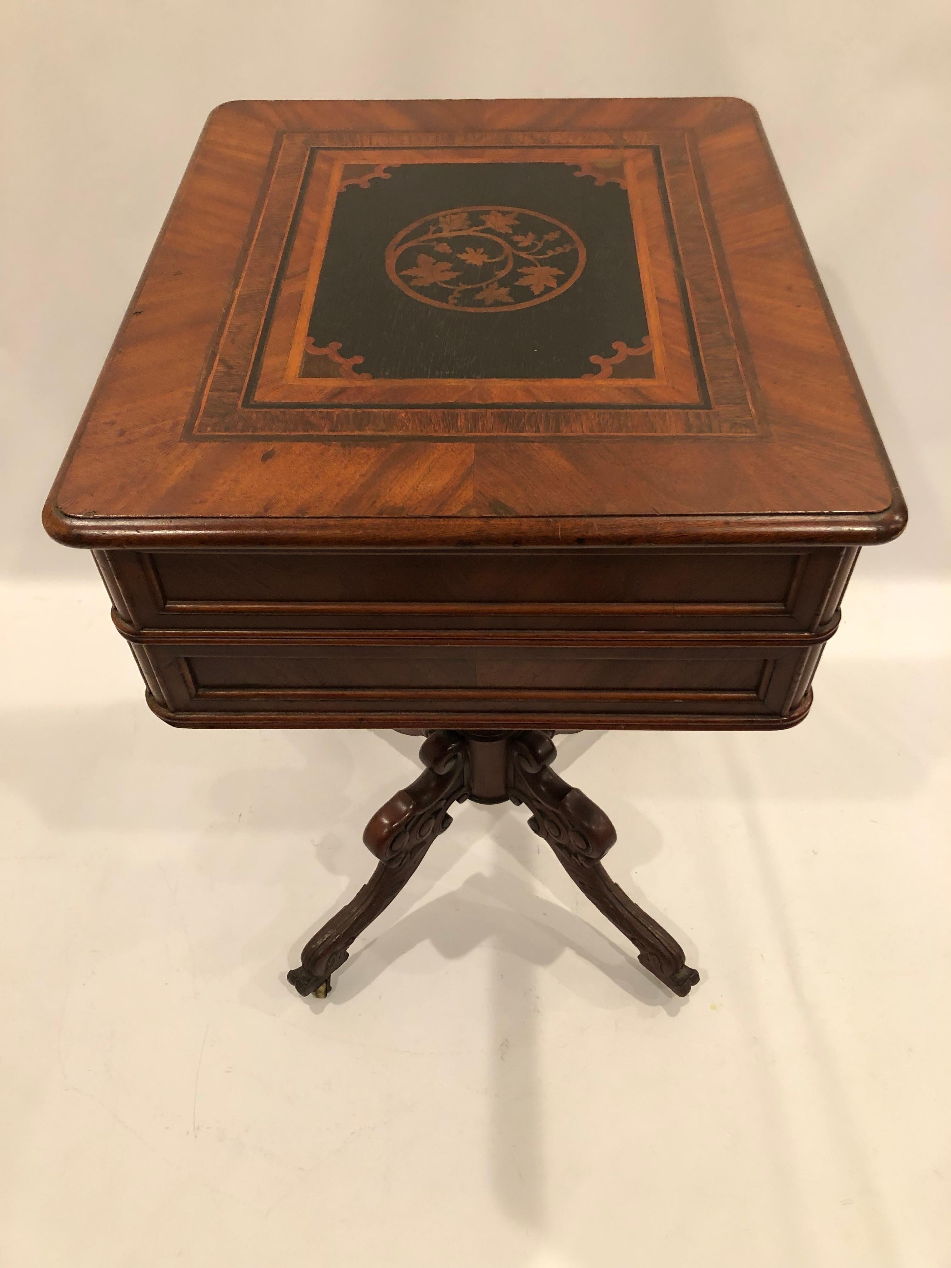 Incredible Antique Victorian Sewing Stand End Table For Sale 1