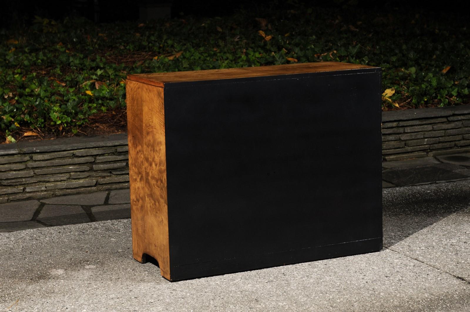 Incredible Art Deco Commode in Curly Maple by Donald Deskey for Widdicomb For Sale 1