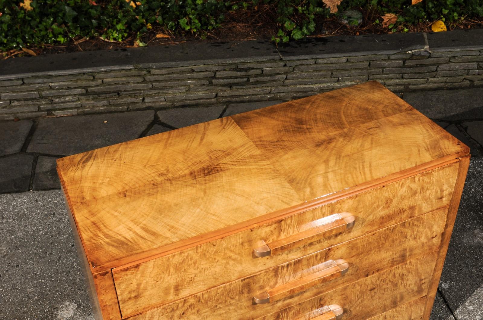 Incredible Art Deco Commode in Curly Maple by Donald Deskey for Widdicomb For Sale 7