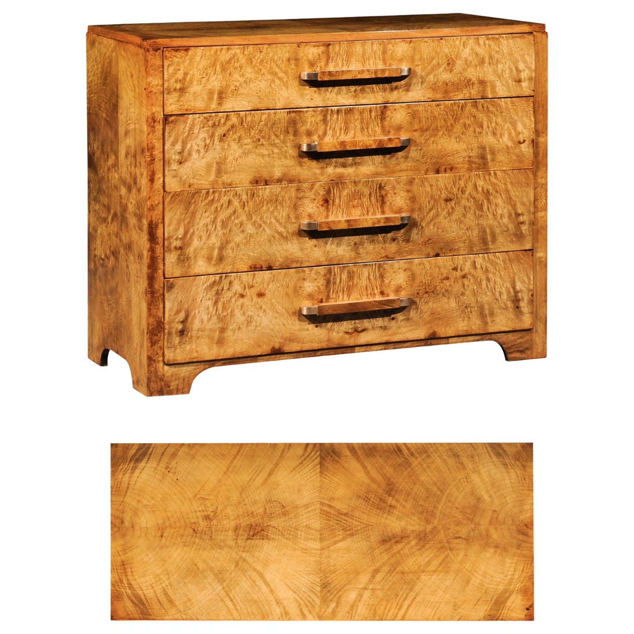 Incredible Art Deco Commode in Curly Maple by Donald Deskey for Widdicomb