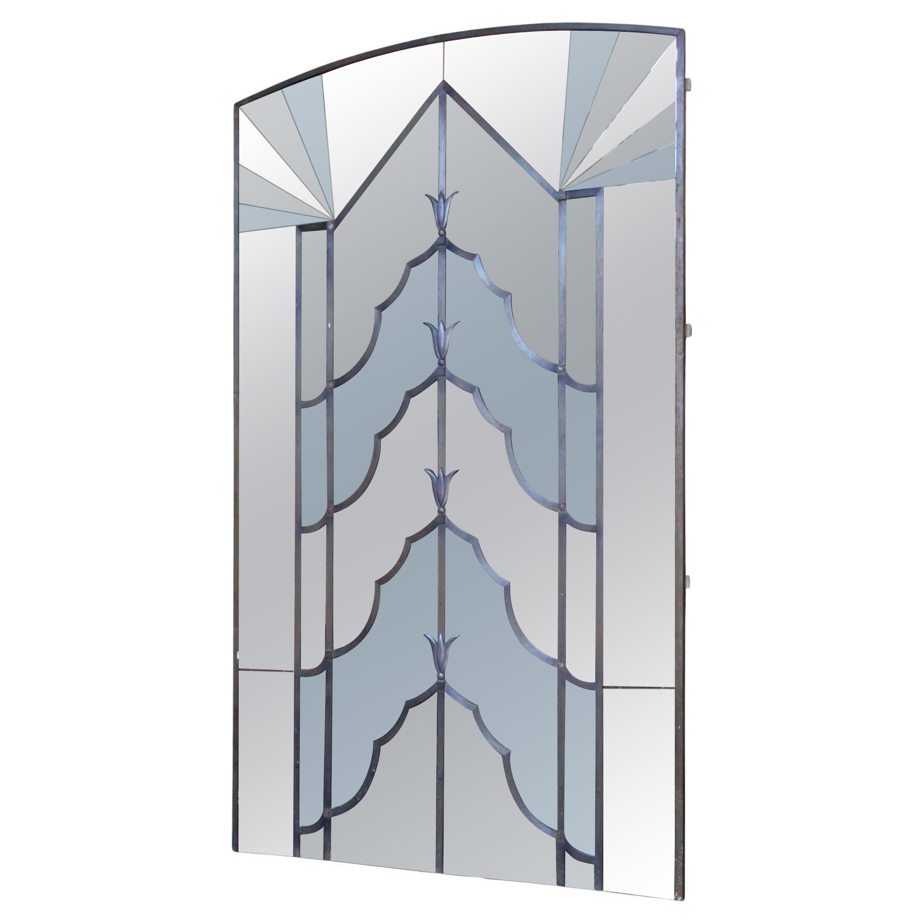 Incredible Art Deco Mirror, 1920, French, Iron and Mirrror For Sale