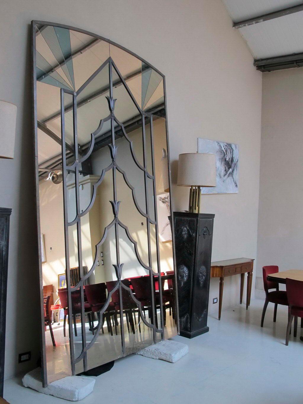 Incredible Art Deco Mirror, 1920, French, Iron and Mirrror For Sale 1