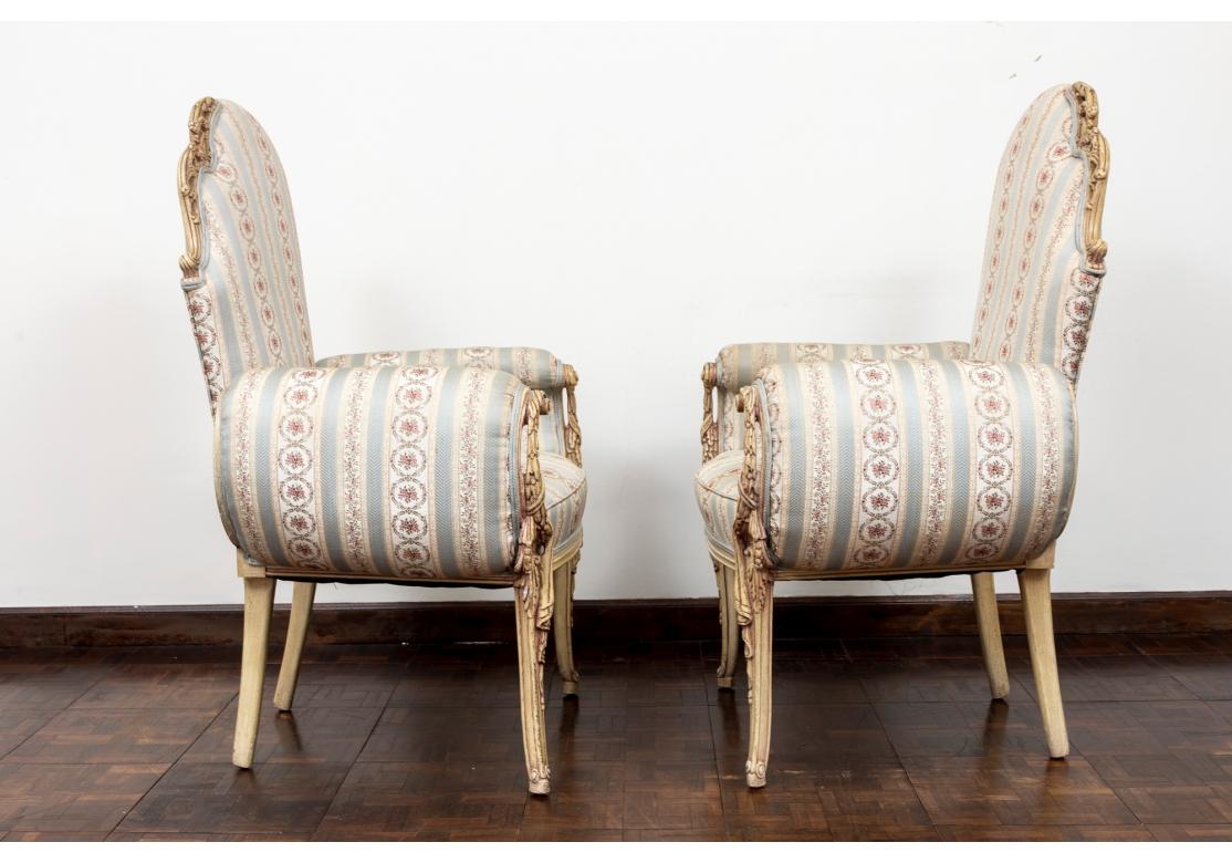 20th Century Incredible Asymmetric Pair of Hollywood Regency Arm Chairs For Sale