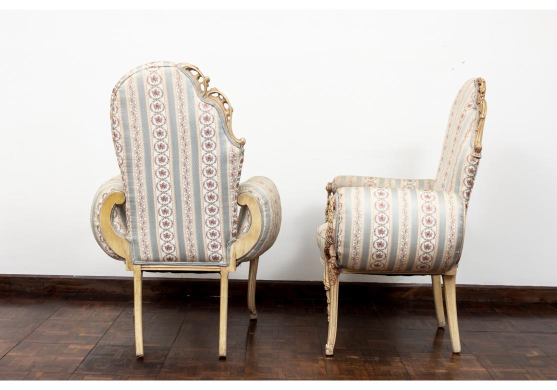 Incredible Asymmetric Pair of Hollywood Regency Arm Chairs For Sale 1