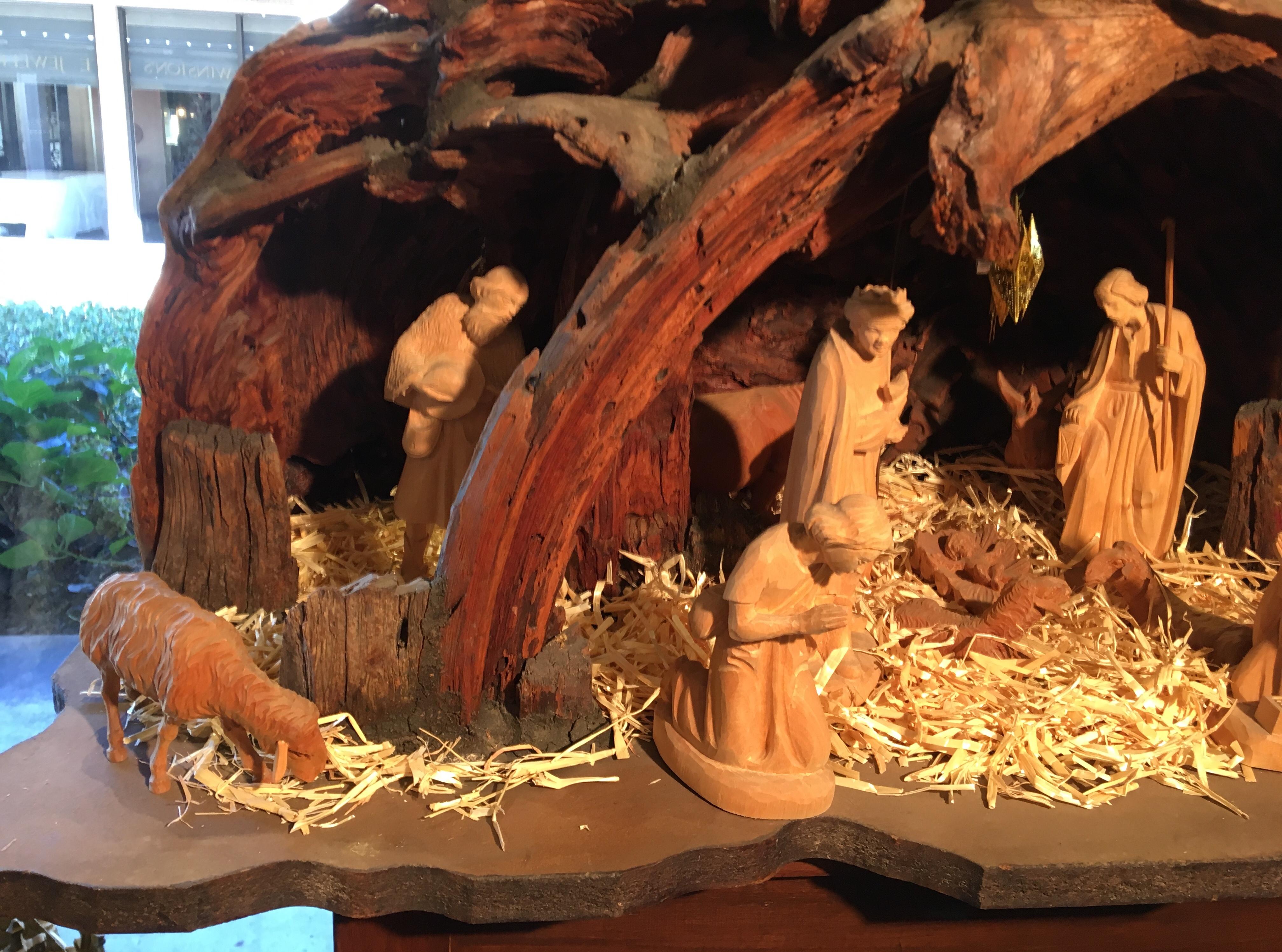 Hand-Carved Magnificent Large European One of a Kind Hand Carved Wood Nativity Set