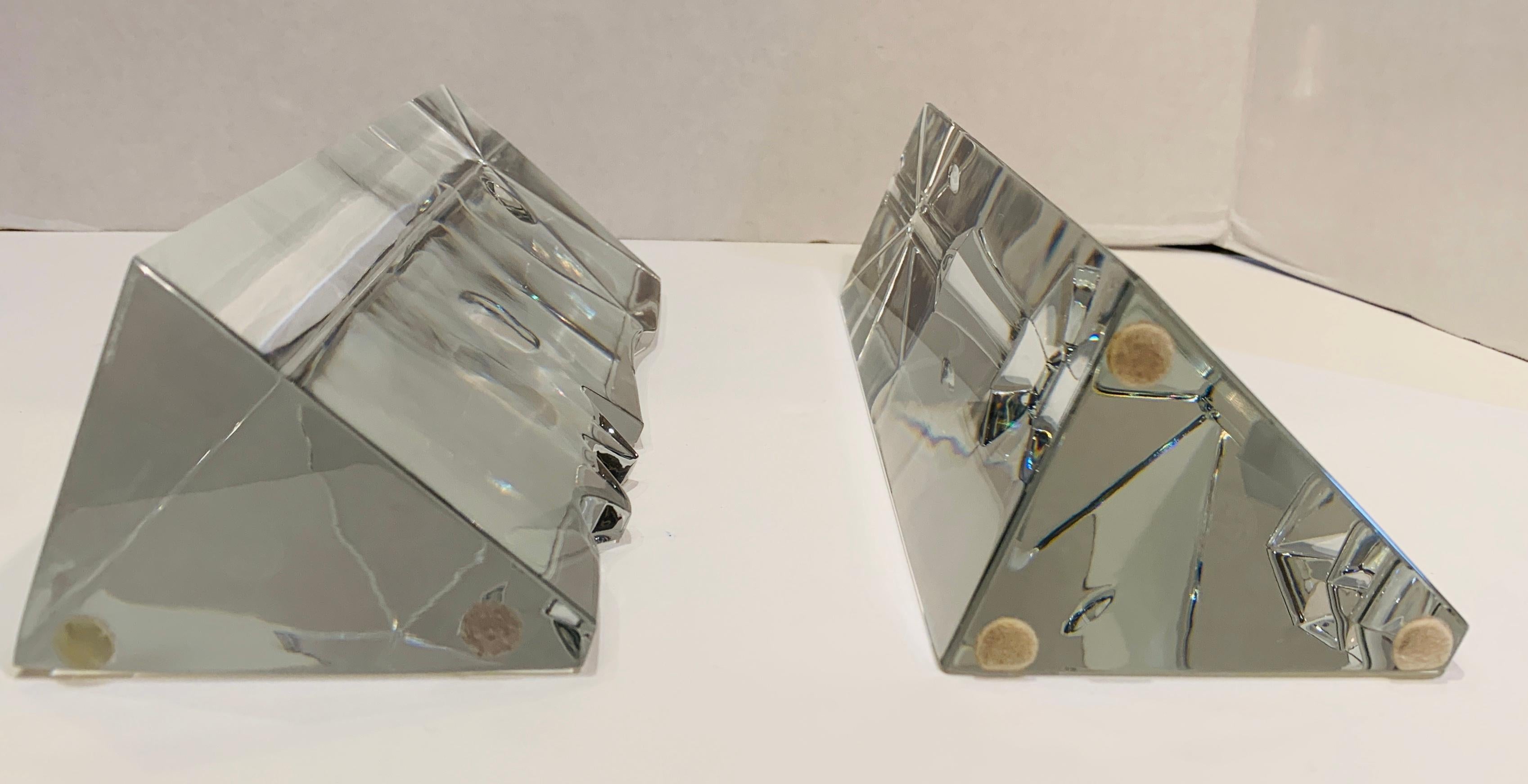 Incredible Baccarat Crystal Sculptures or Bookends Rigot Encounter Man and Woman In Good Condition In Tustin, CA