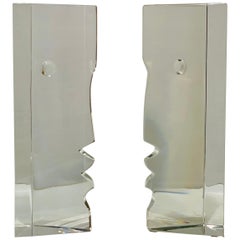 Incredible Baccarat Crystal Sculptures or Bookends Rigot Encounter Man and Woman