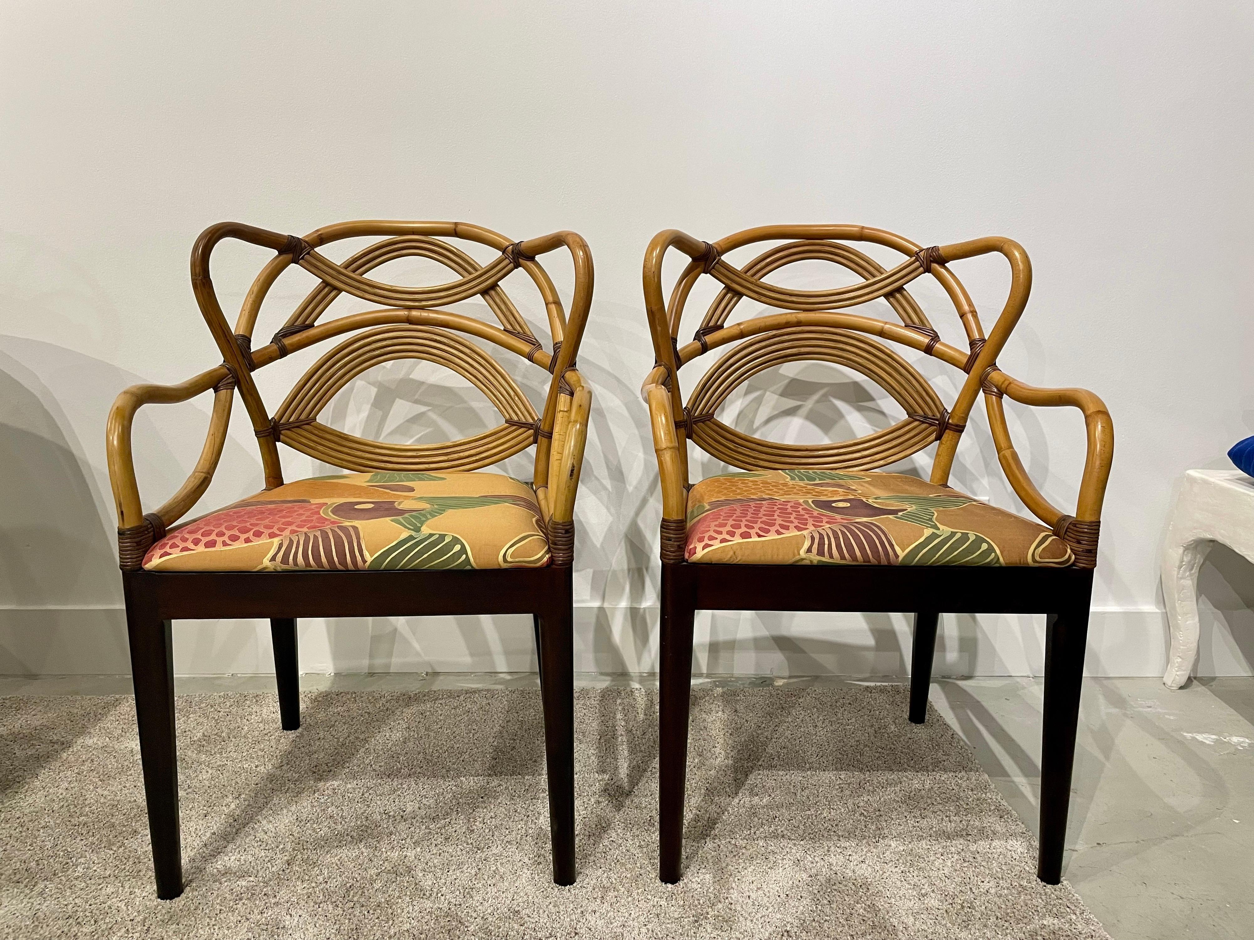 Incredible Bent Rattan and Bamboo Occasional Chairs, Pair 4