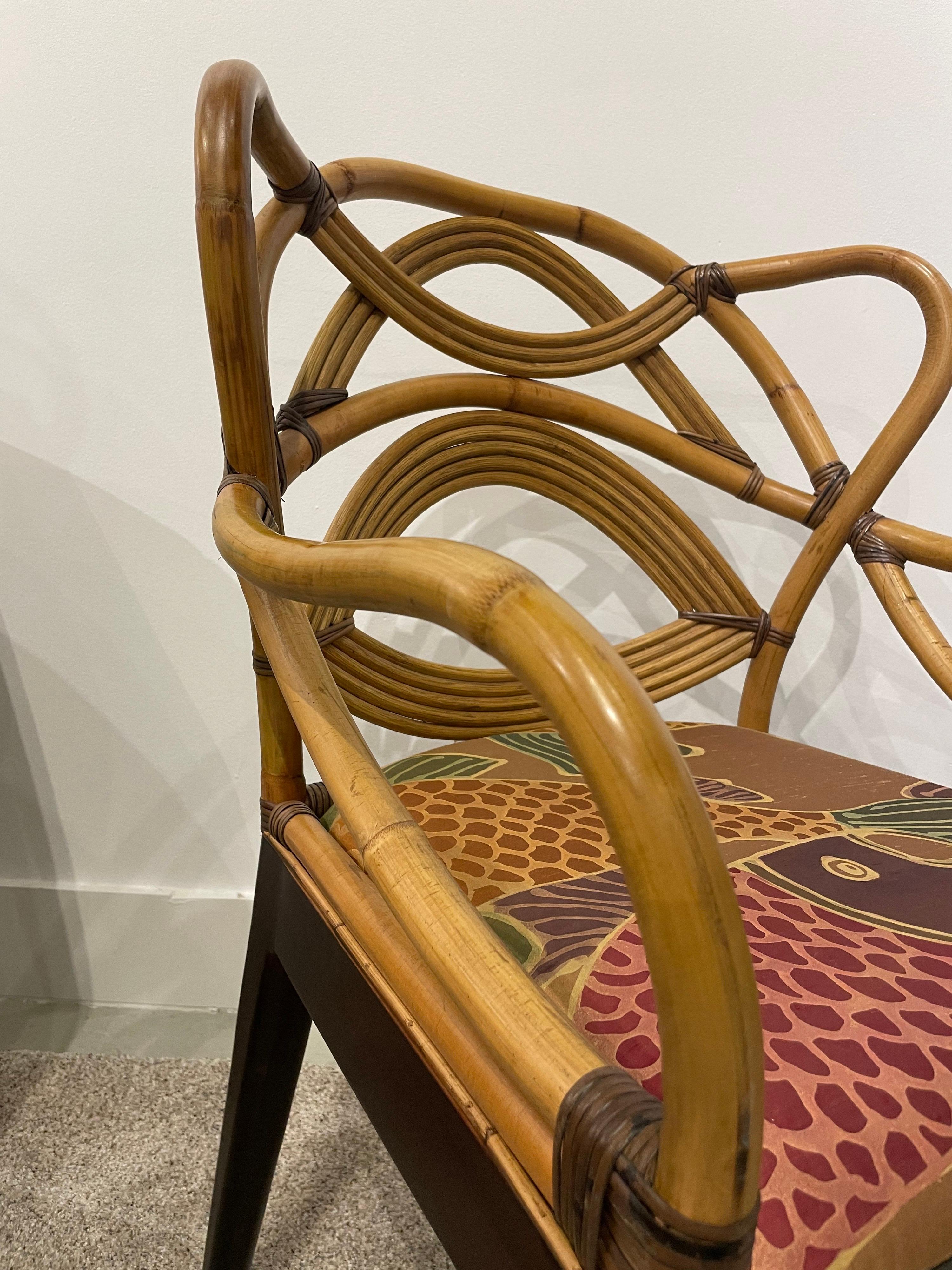 Incredible Bent Rattan and Bamboo Occasional Chairs, Pair 6