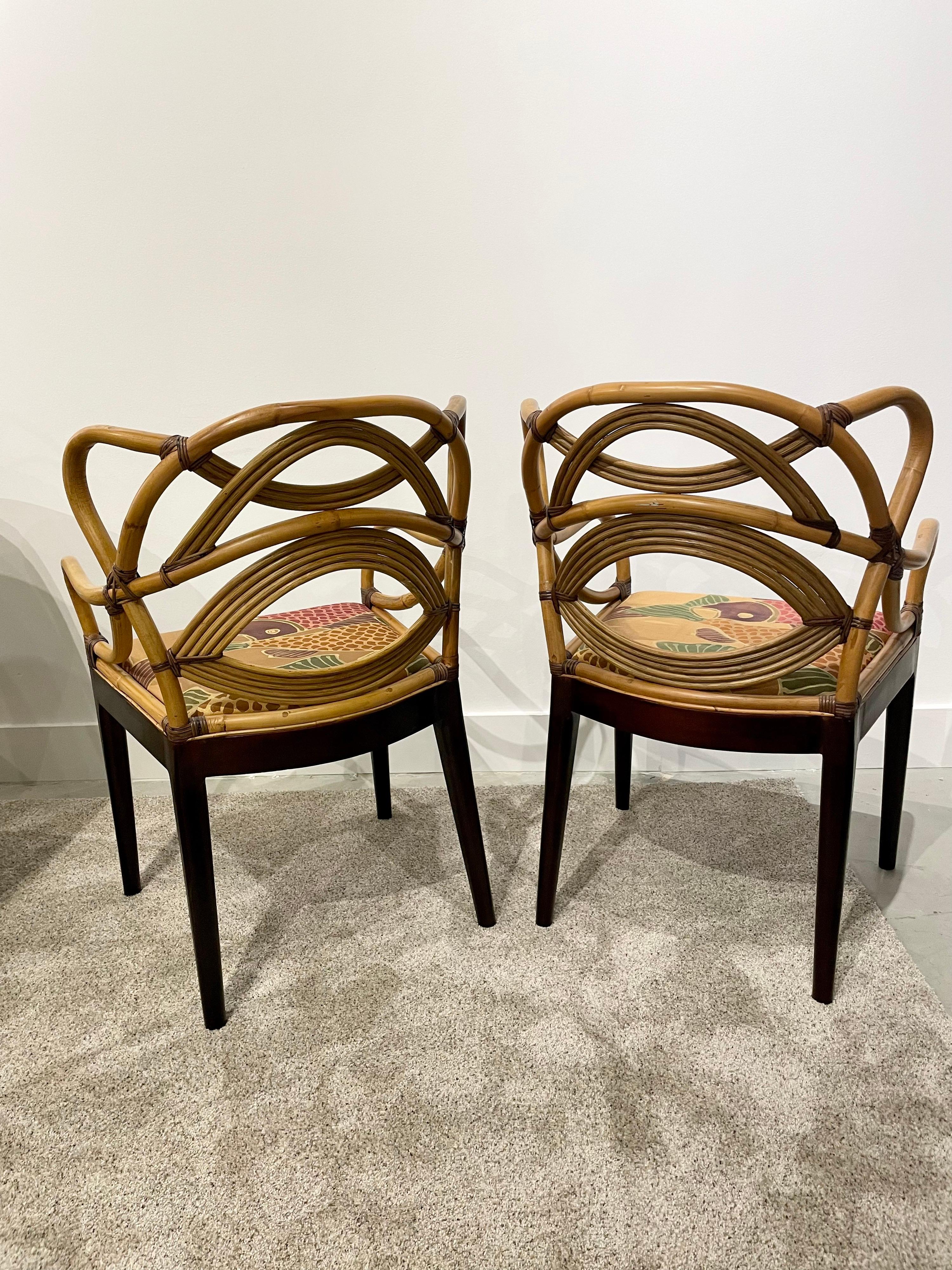Incredible Bent Rattan and Bamboo Occasional Chairs, Pair 2
