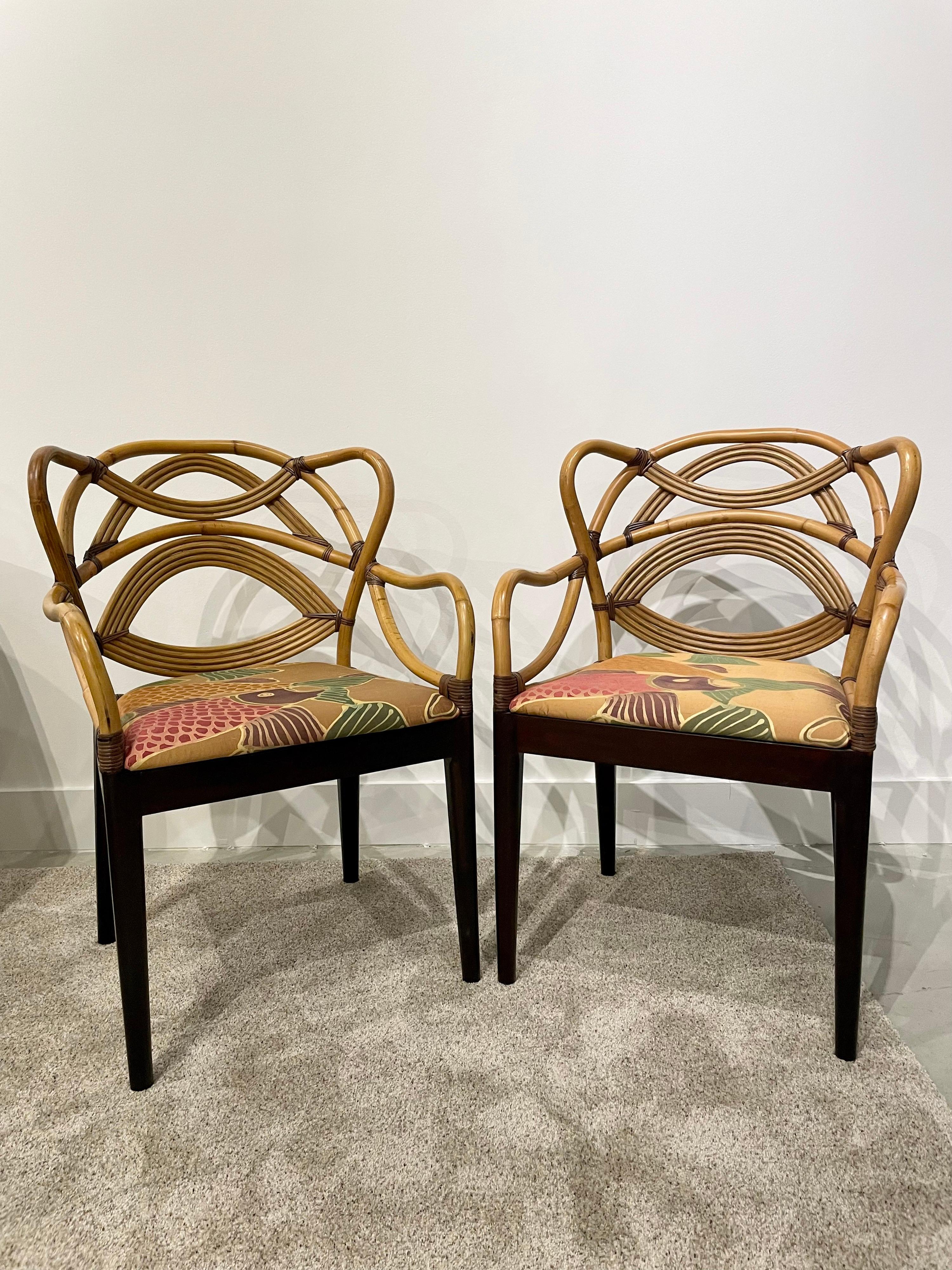 Incredible Bent Rattan and Bamboo Occasional Chairs, Pair 3