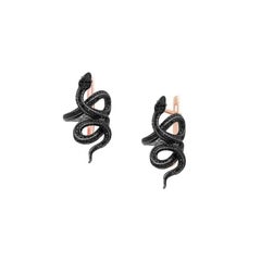 Incredible Black Diamond 18 Karat Rose Gold Statement Serpent Drop Necklace