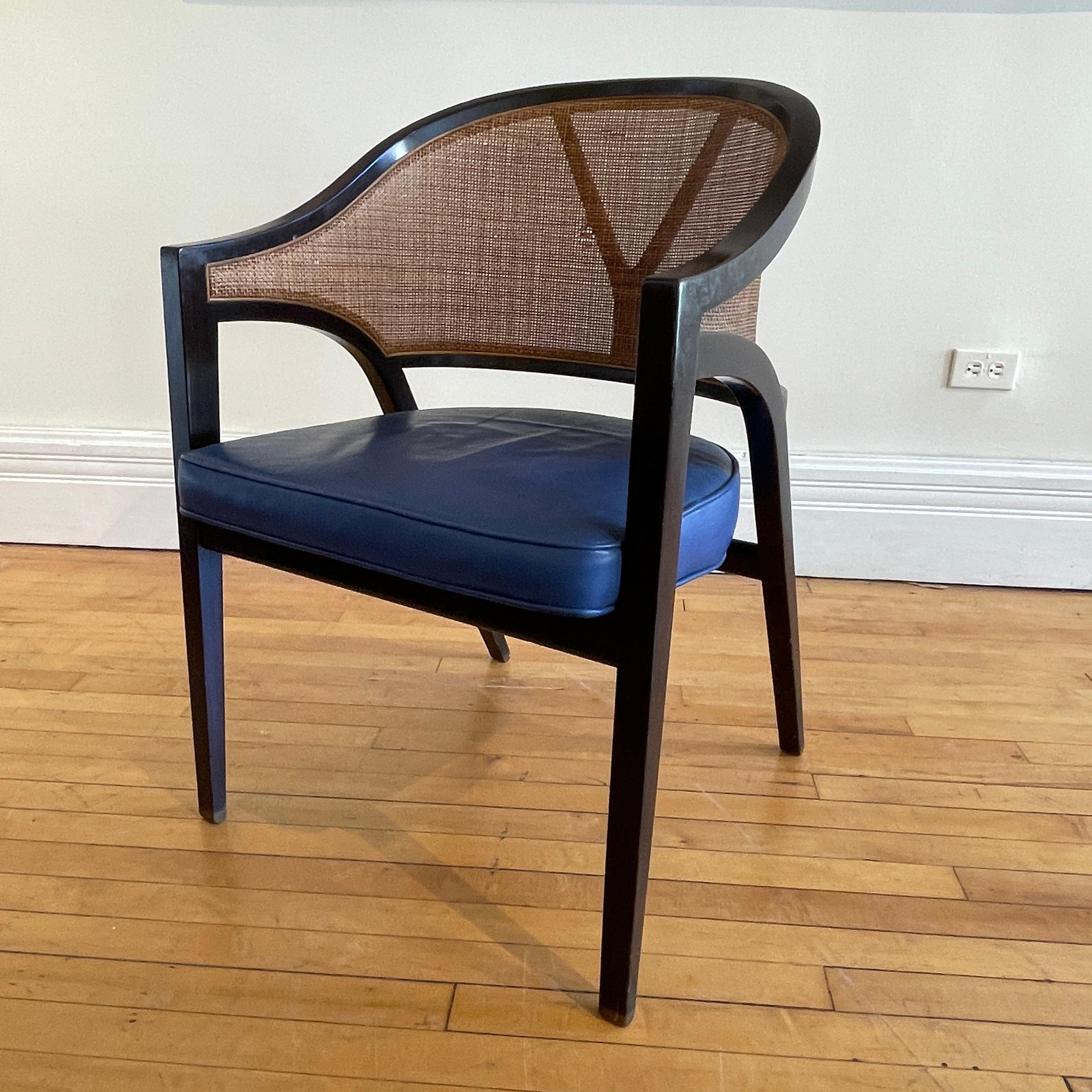 Leather Incredible Caned Y back A-Frame Chair by Edward Wormley for Dunbar, C. 1950s