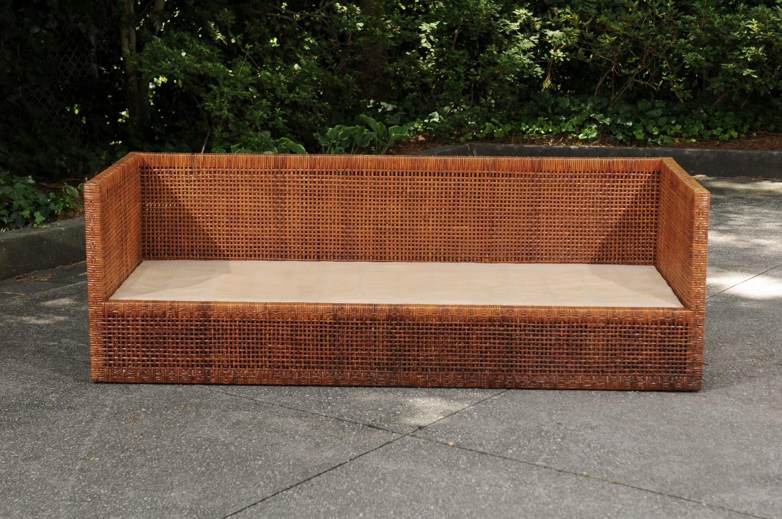 Mid-Century Modern Incredible Caramel Cane Parsons Sofa by Danny Ho Fong, circa 1965