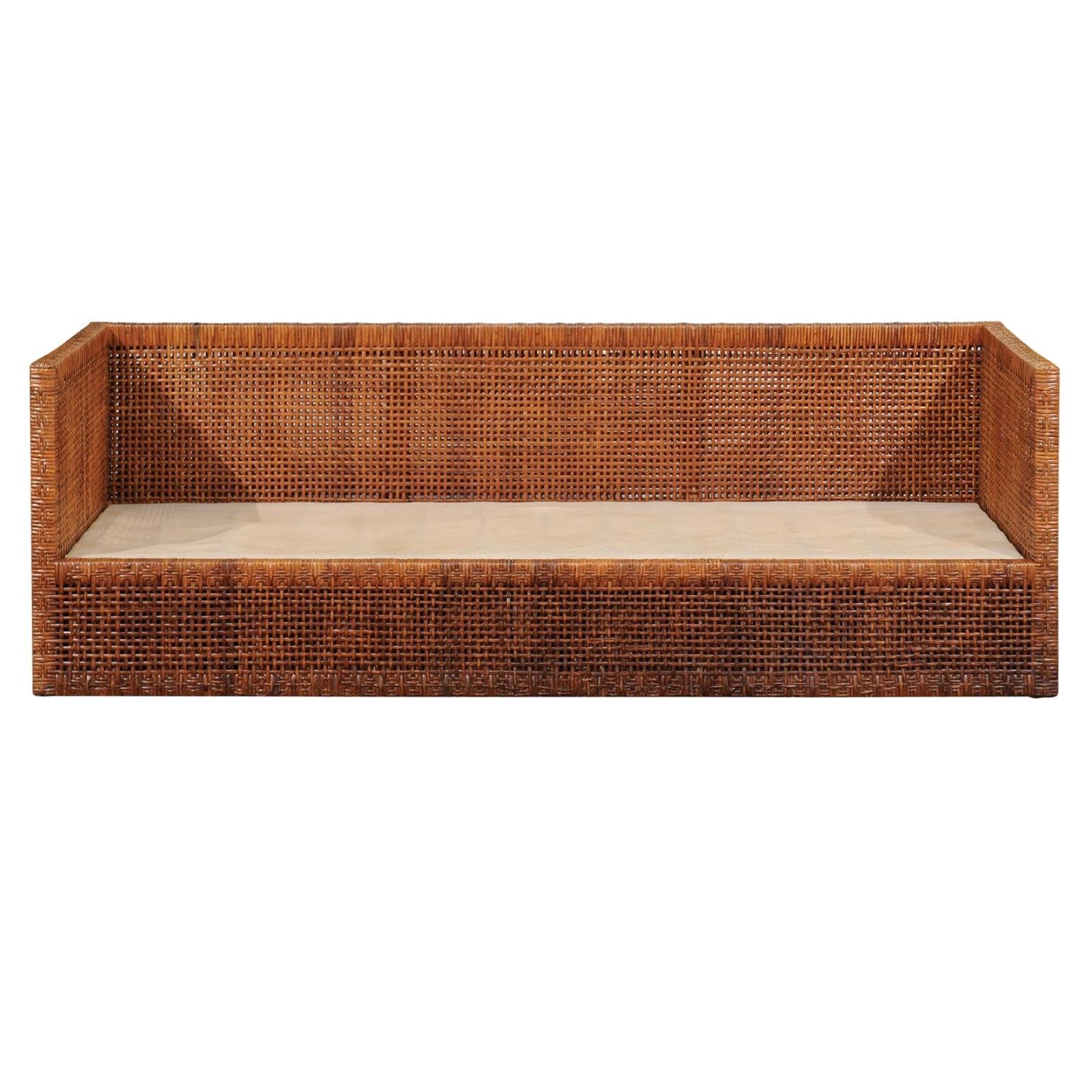 Incredible Caramel Cane Parsons Sofa by Danny Ho Fong, circa 1965