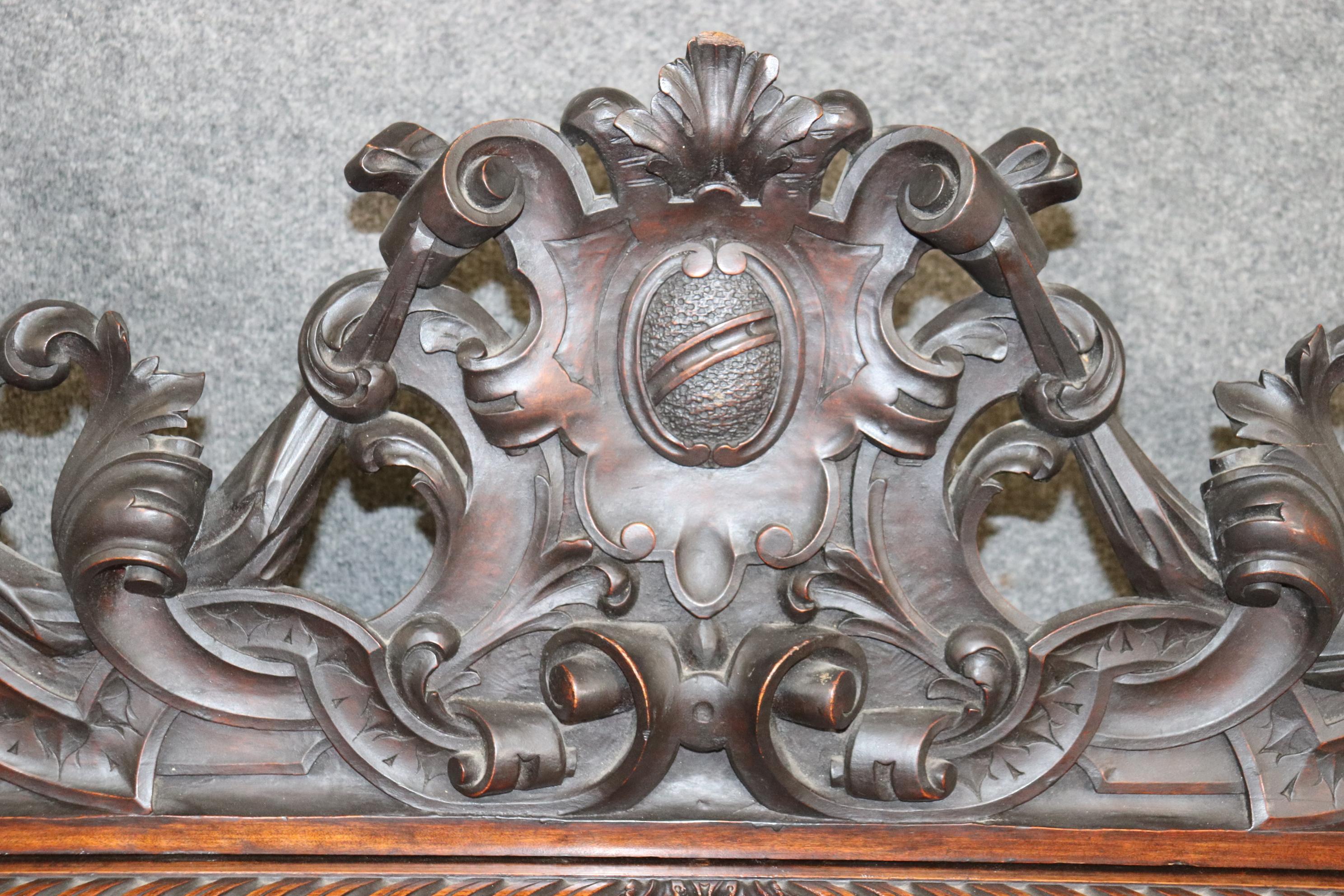 High Victorian Incredible Carved Walnut Figural Victorian Rj Horner Style Hall Bench circa 1870