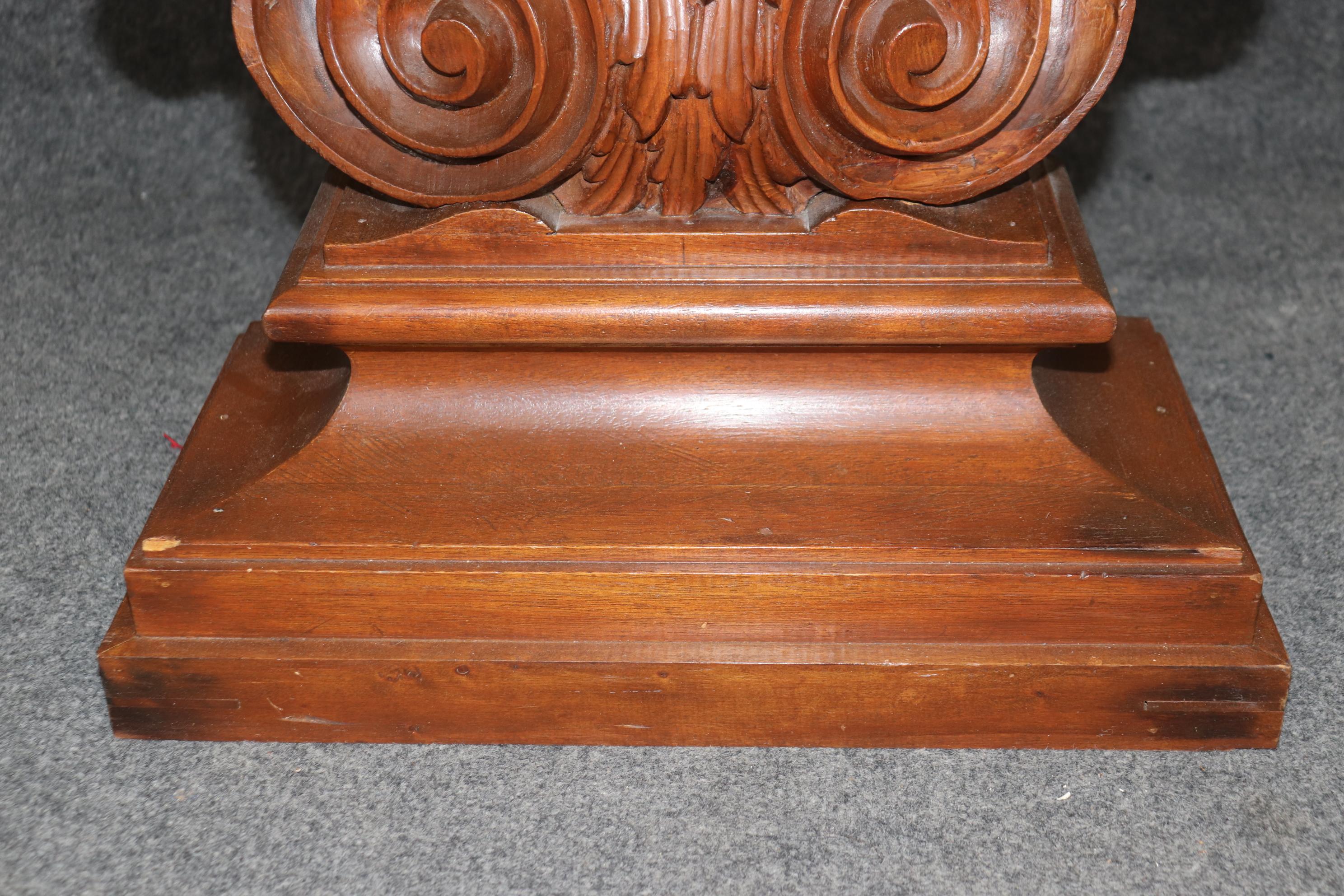 Incredible Carved Walnut Grotto Shell Style Glass Top Console Table 4